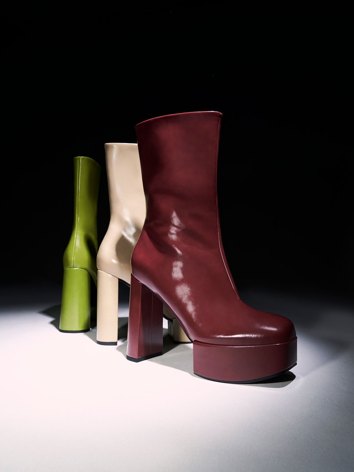 Maroon Corinth Blade Heel Boots - CHARLES & KEITH KR