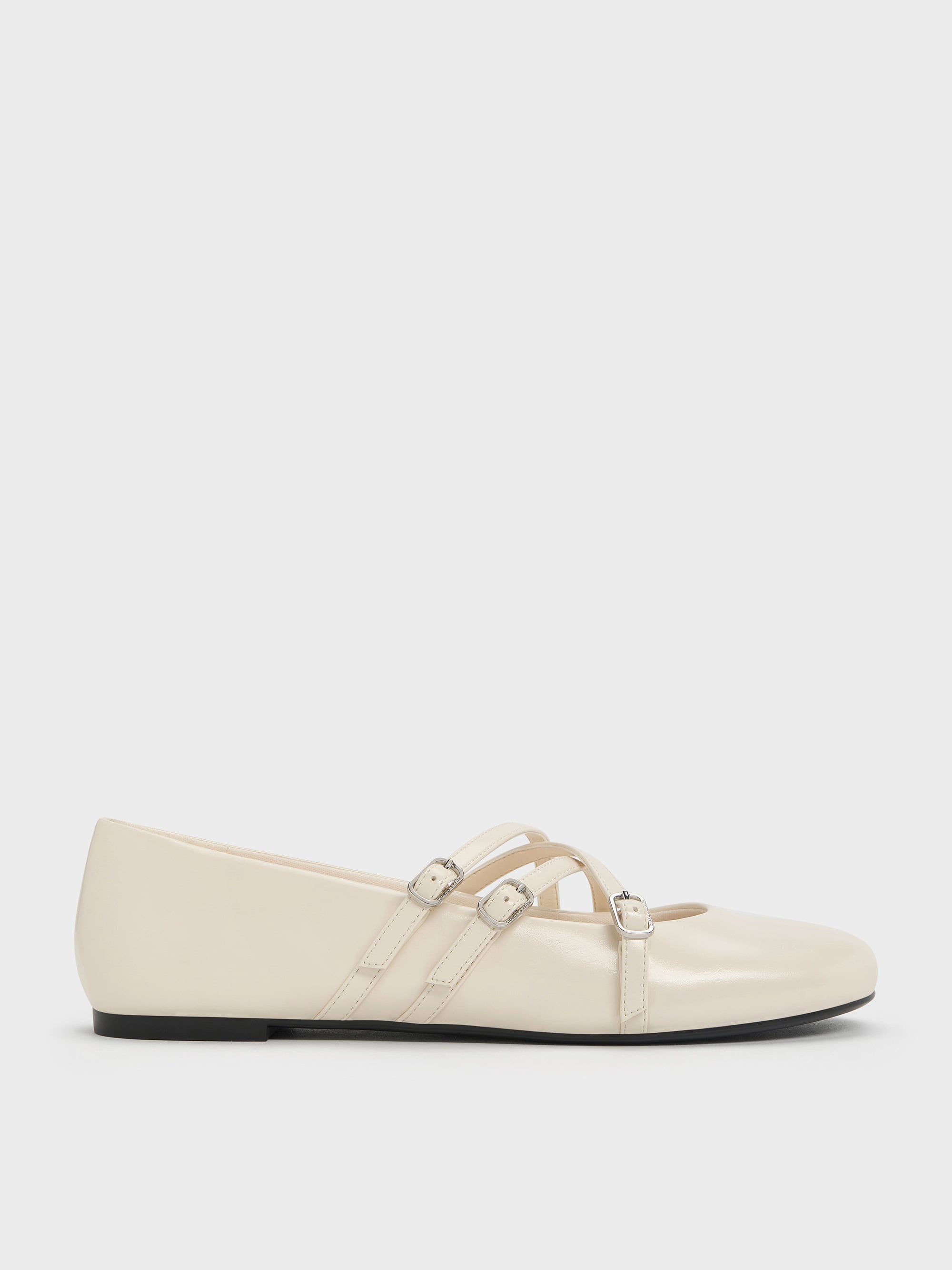 Triple-Strap Mary Jane Flats - Chalk - CHARLES & KEITH US