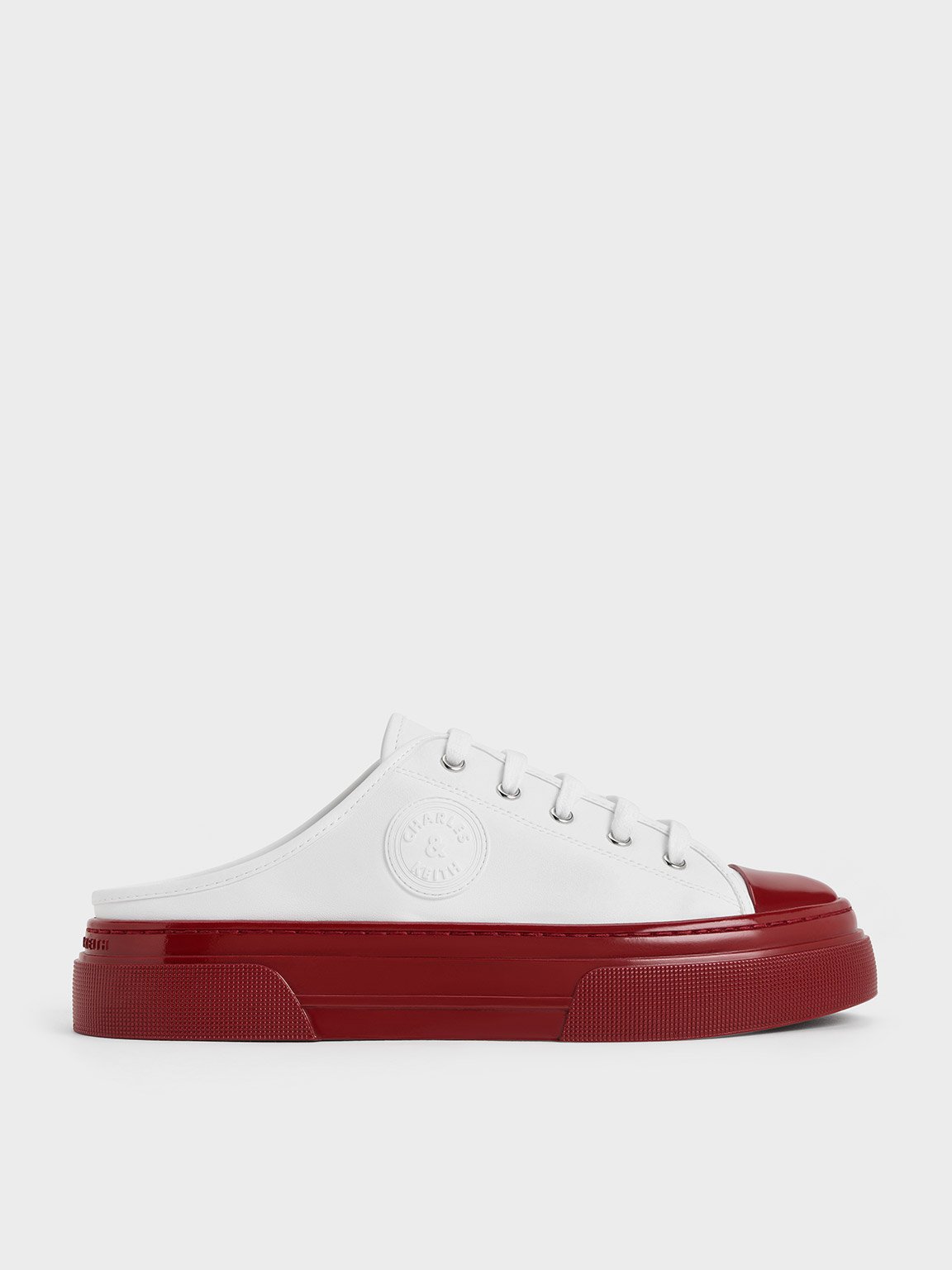 Charles & Keith Kay Two-tone Slip-on Sneakers In Red
