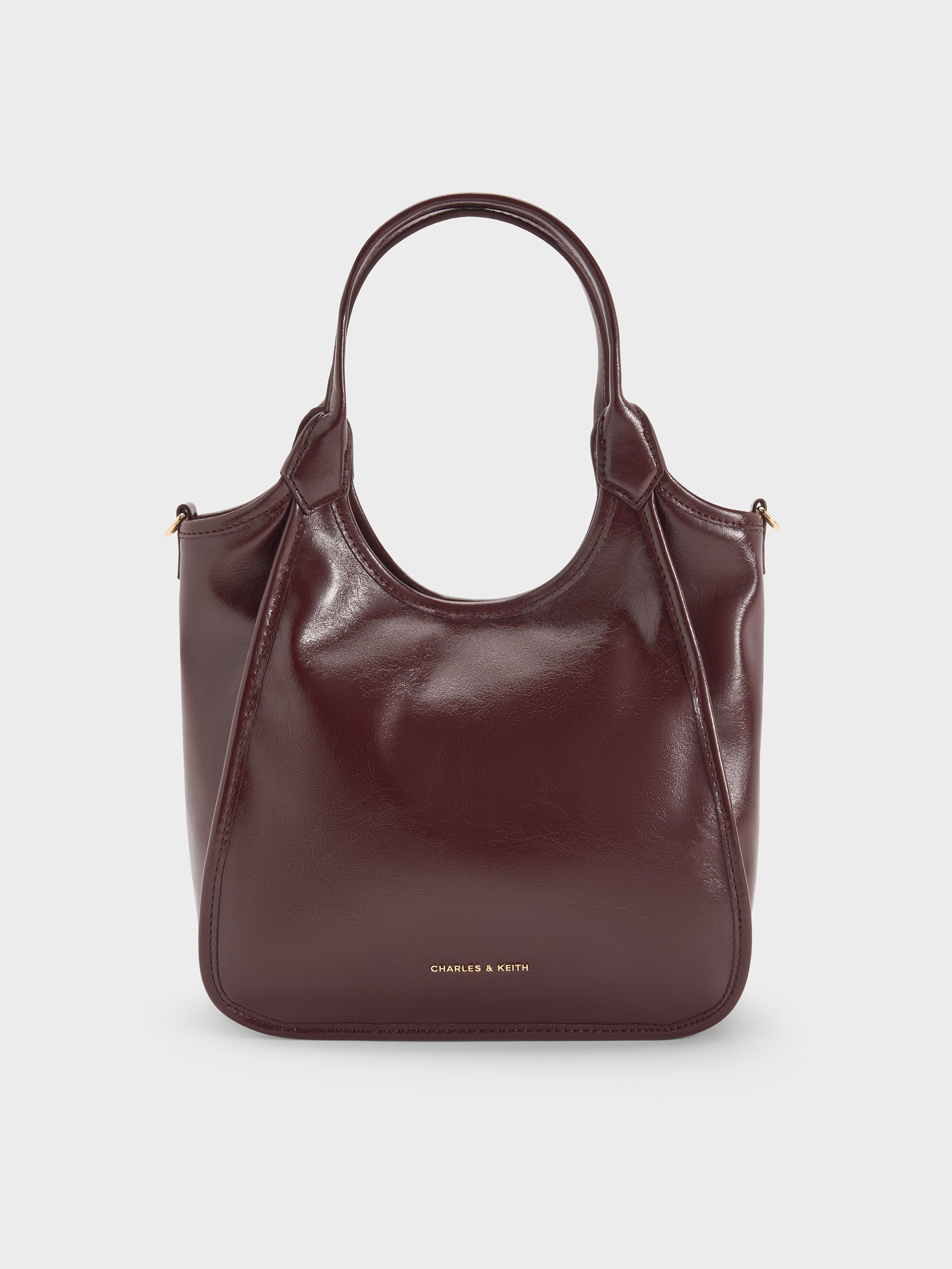 Charles & Keith - Mini Sianna Crinkle-effect Slouchy Tote Bag In Red