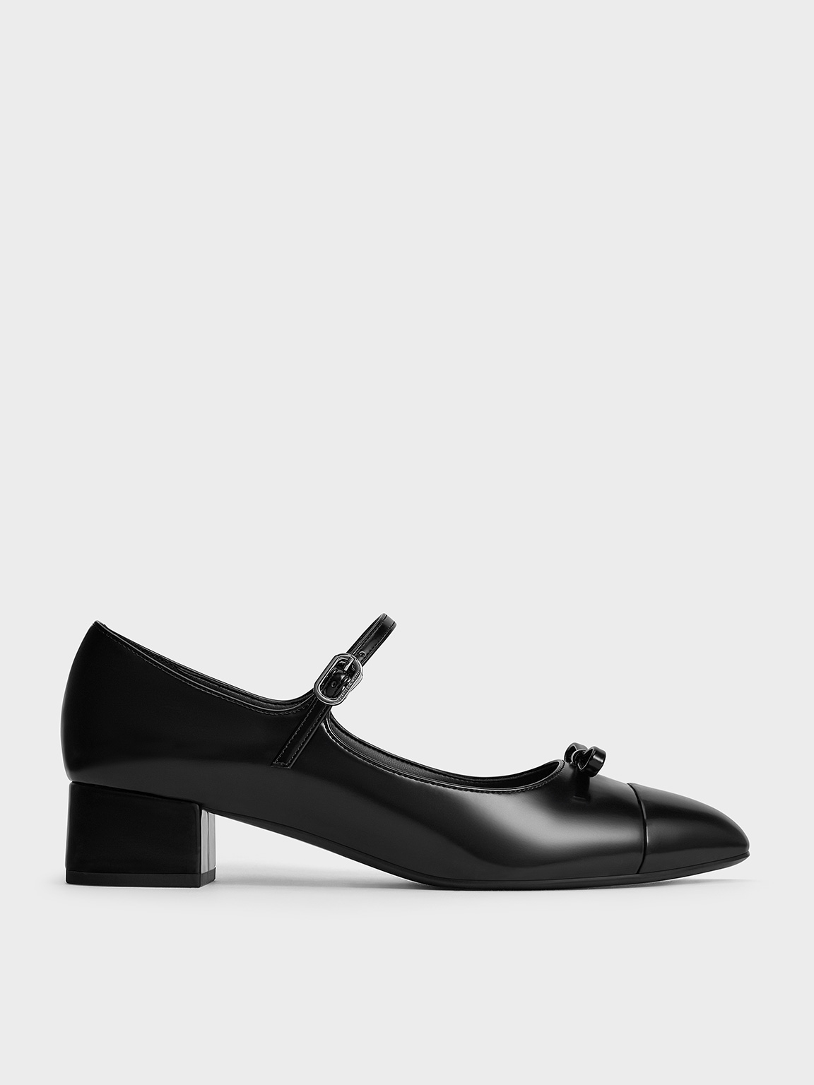 Charles & Keith - Bow Cap-toe Mary Jane Pumps In Black Box