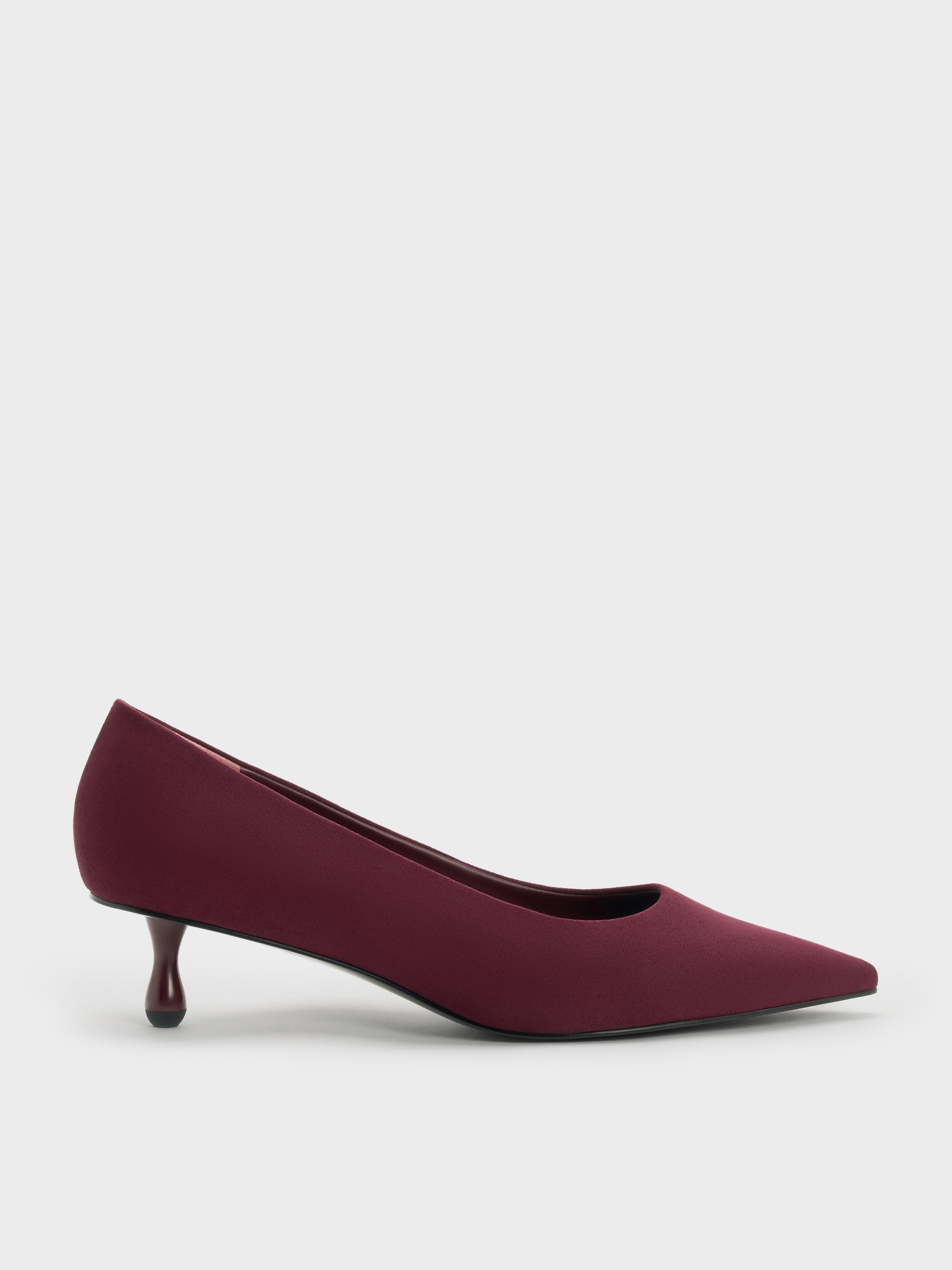 Burgundy Ruthie Faux Suede Kitten Heels - Burgundy - CHARLES