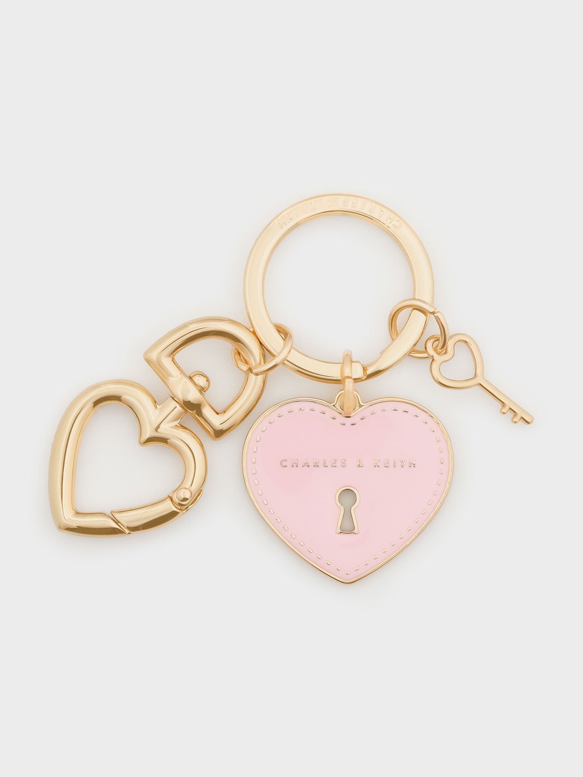 キーホルダー・キーリング LOW CLASSIC : 24SS / Lc SUMMER KEY RING (PINK) Pink Heart Lock Keychain - CHARLES & KEITH US