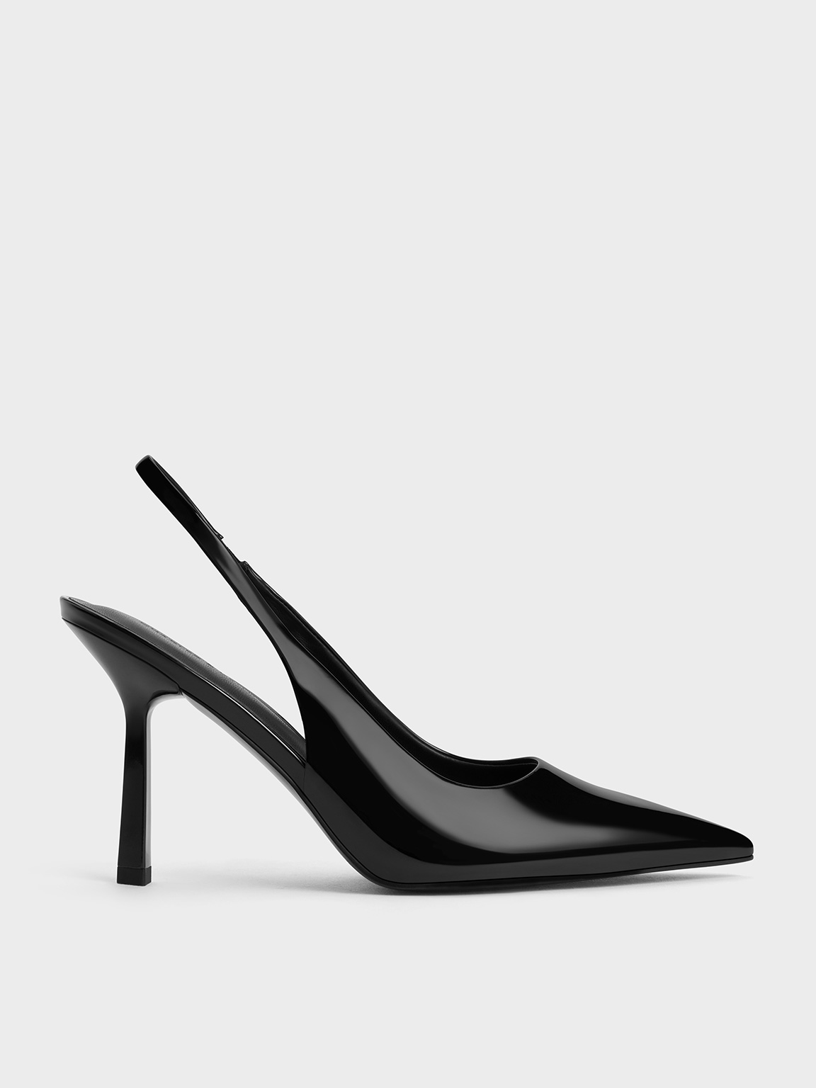 ★CHARLES&KEITH★Straw Pointed Toe Slingback/送料込 Black Patent Pointed-Toe Slingback Pumps - CHARLES & KEITH SG