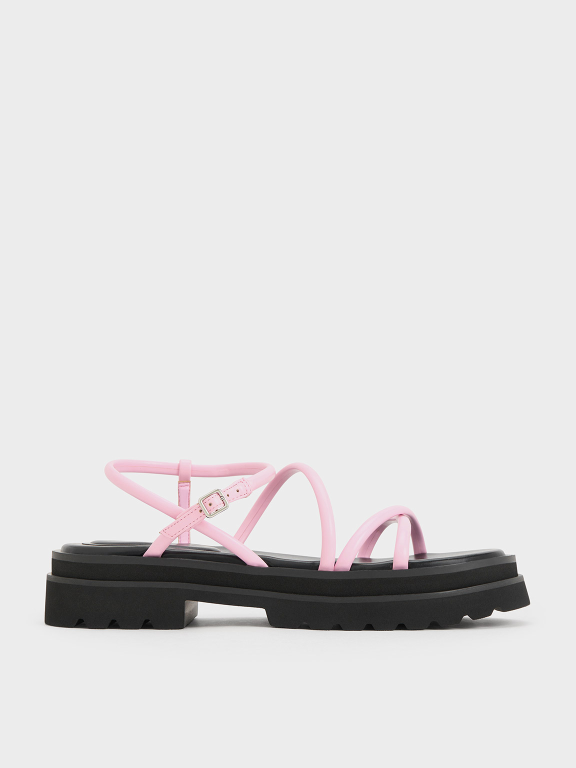Shop Charles & Keith Tubular Strap Sandals In Pink