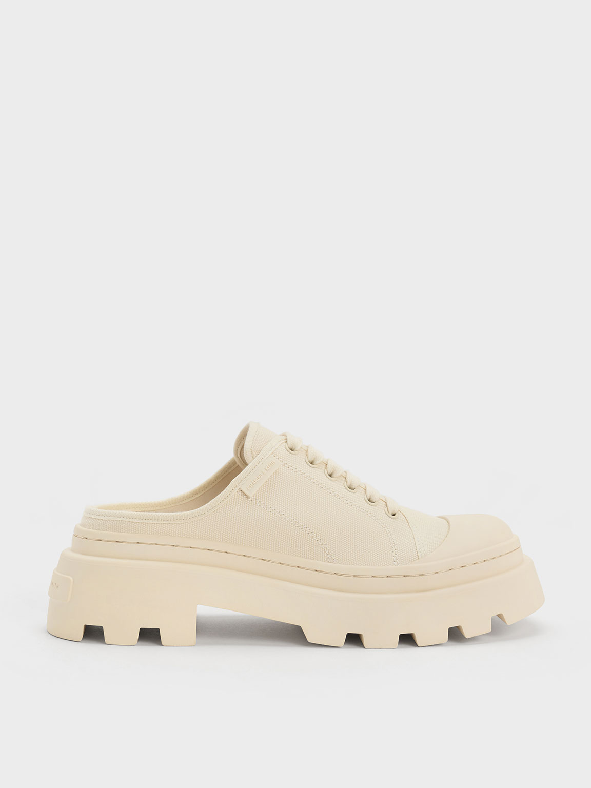 Charles & Keith Canvas Backless Sneakers In Chalk