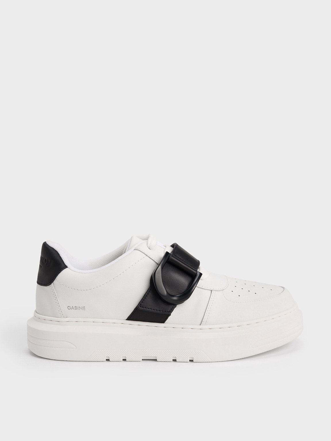 Black Gabine Leather Low-Top Sneakers - CHARLES & KEITH US