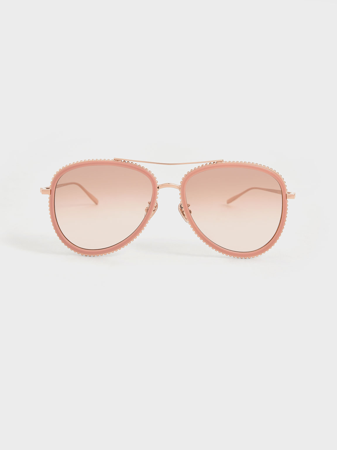 Pink Recycled Acetate Gradient Tint Aviator Sunglasses | CHARLES & KEITH