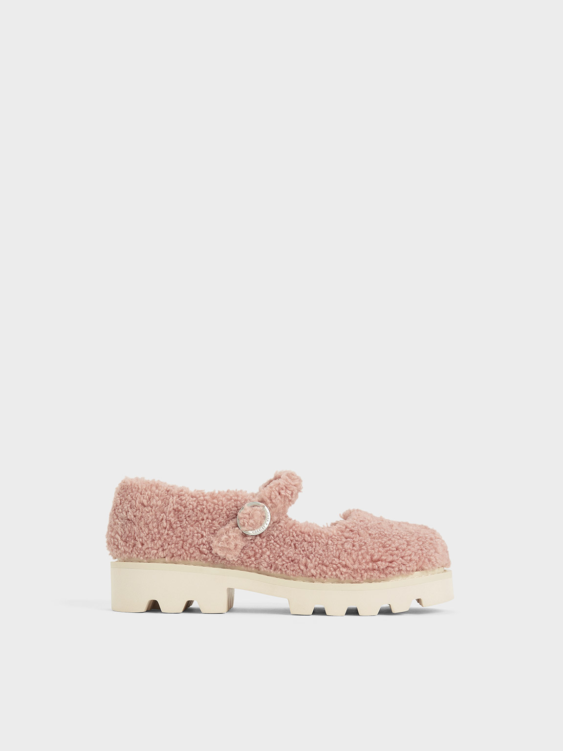 Charles & Keith - Girls' Furry Platform Mary Janes In Pink