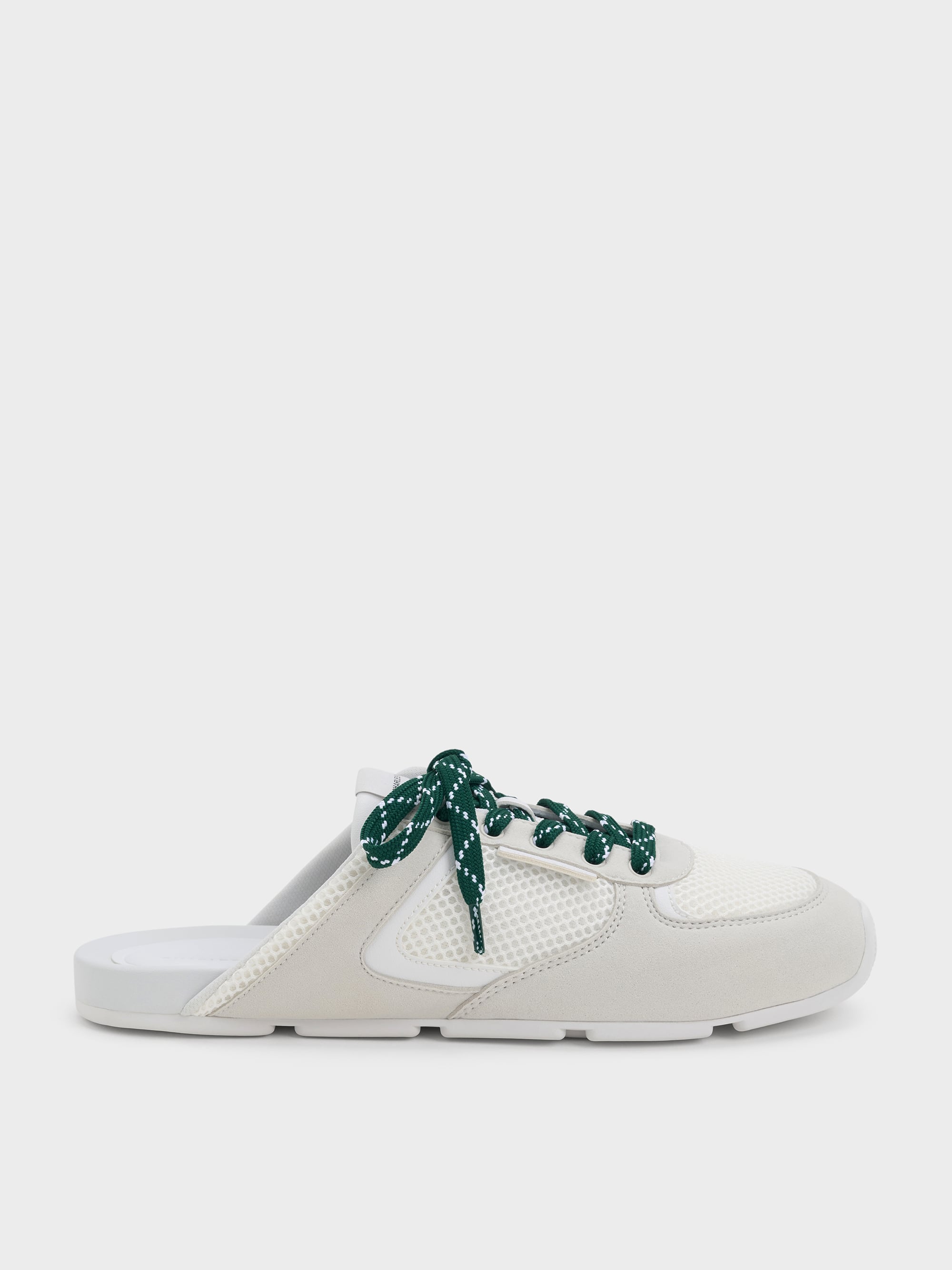 Mesh Lace-Up Sneaker Mules - White - CHARLES & KEITH US