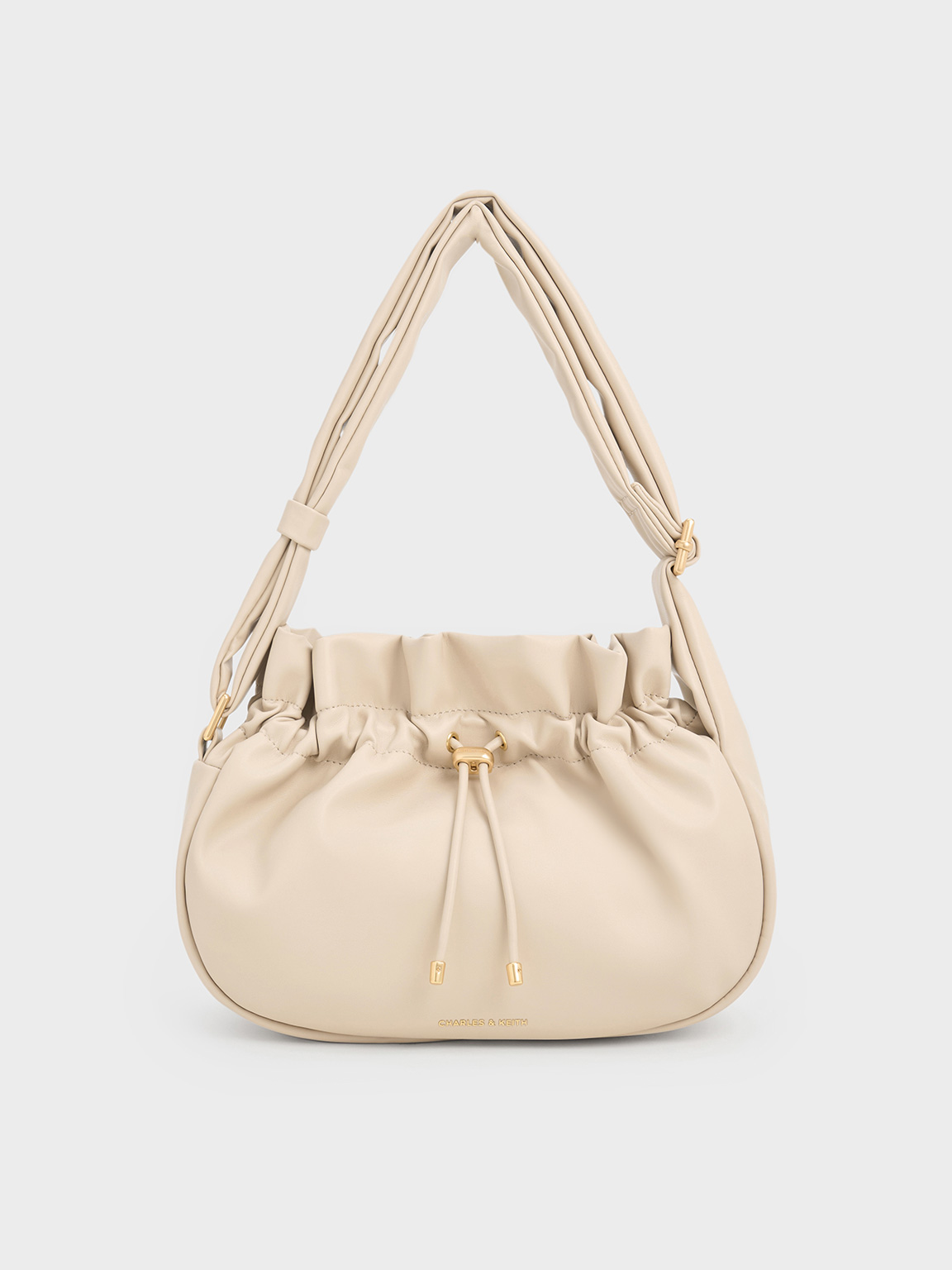 Oat Mini Maisy Ruched Drawstring Hobo Bag CHARLES KEITH CA
