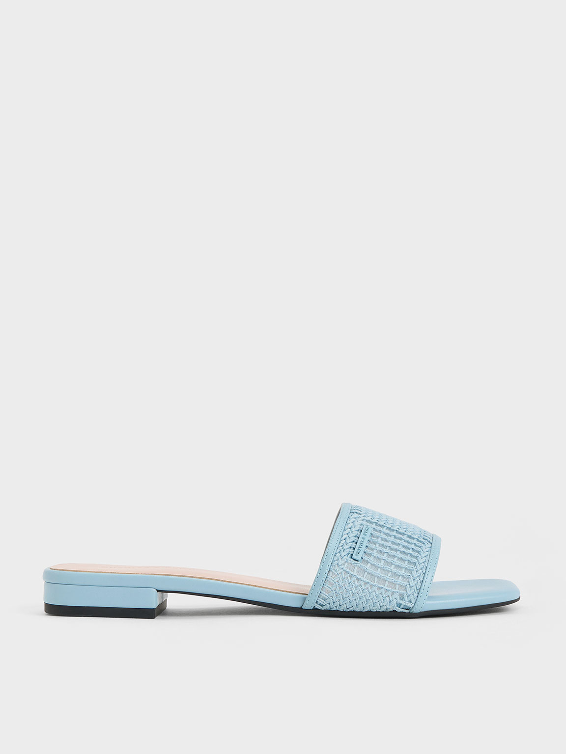 Charles & Keith Mesh Woven Slide Sandals In Blue