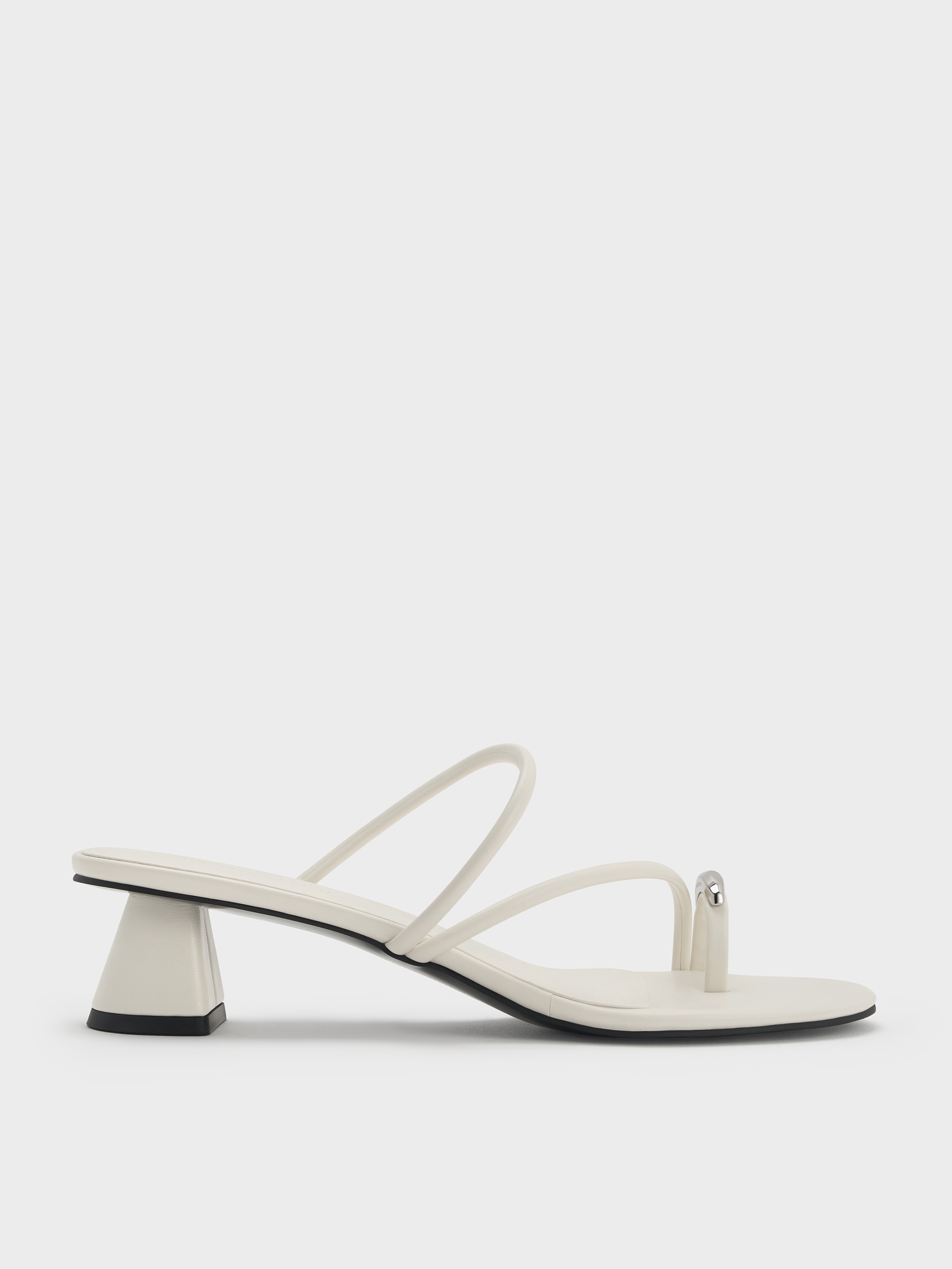 Charles & Keith - Metallic-accent Strappy Toe-ring Heeled Sandals