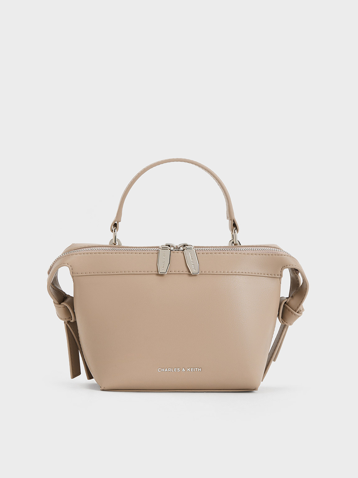 Charles & Keith Aurelie Knotted Top Handle Bag In Taupe | ModeSens