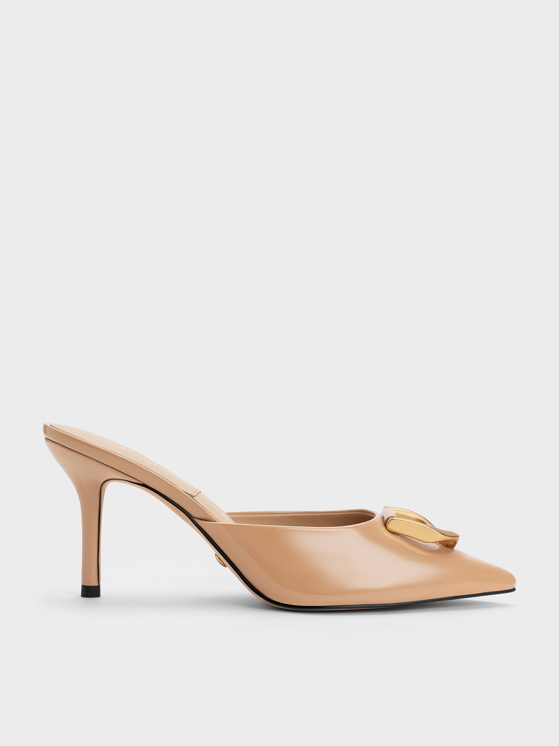 Nude Gabine Patent Leather Mules - CHARLES & KEITH US