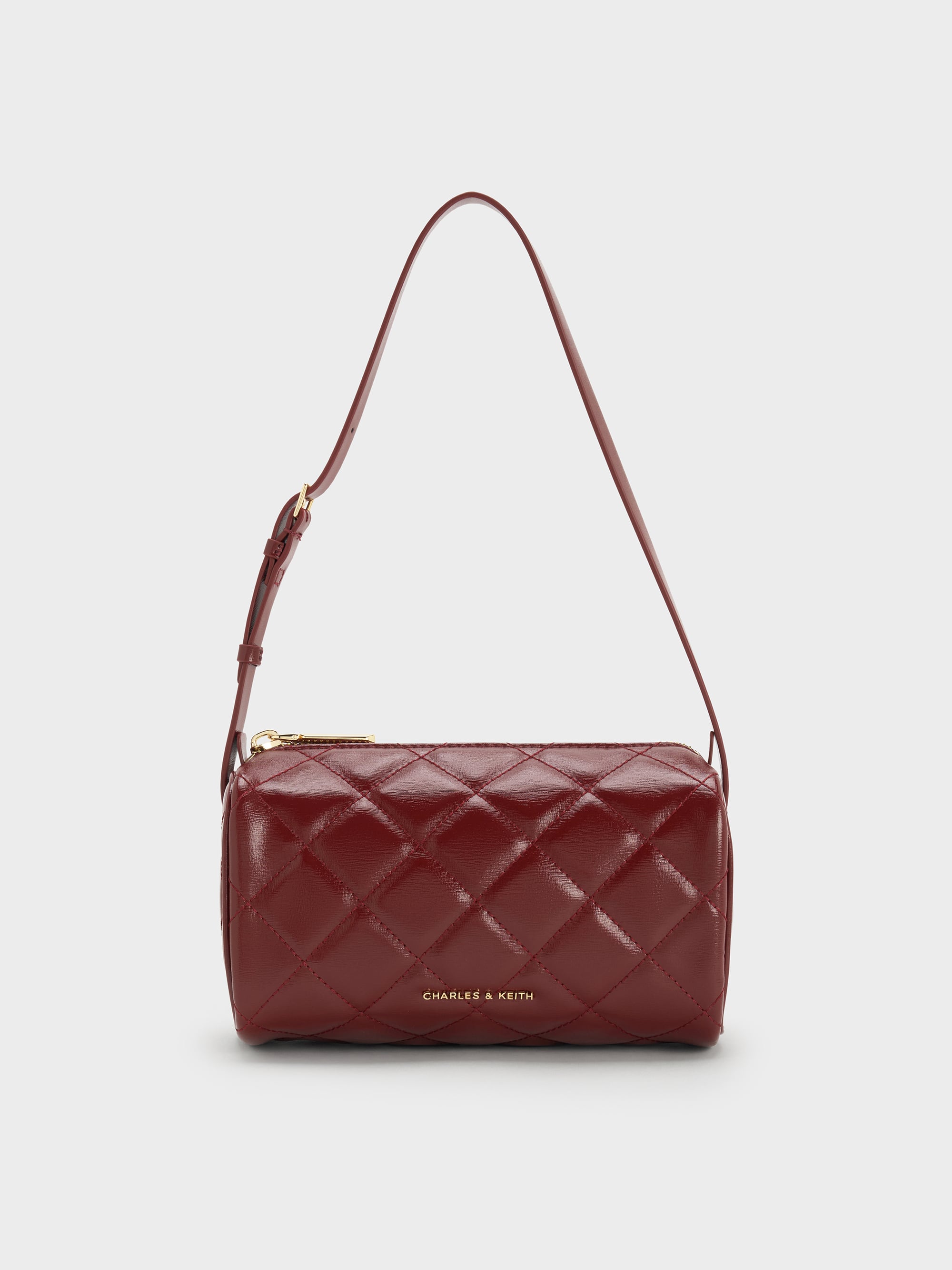 CHARLES & KEITH ジェイニーJanie ハンドバッグ バーガンディ Janie Quilted Shoulder Bag - Burgundy - CHARLES & KEITH US