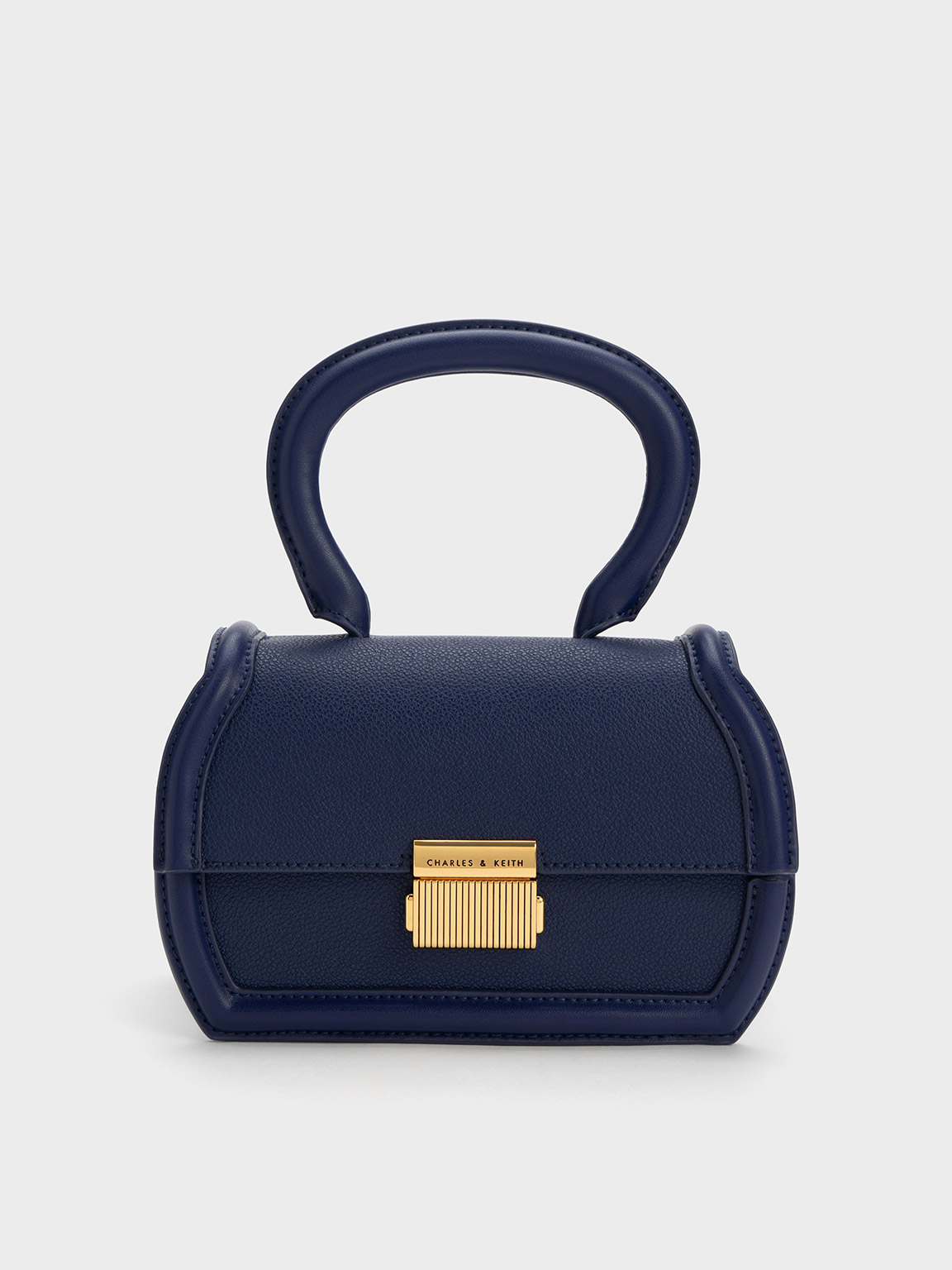 Charles & Keith Leona Sculptural Top Handle Bag In Blue