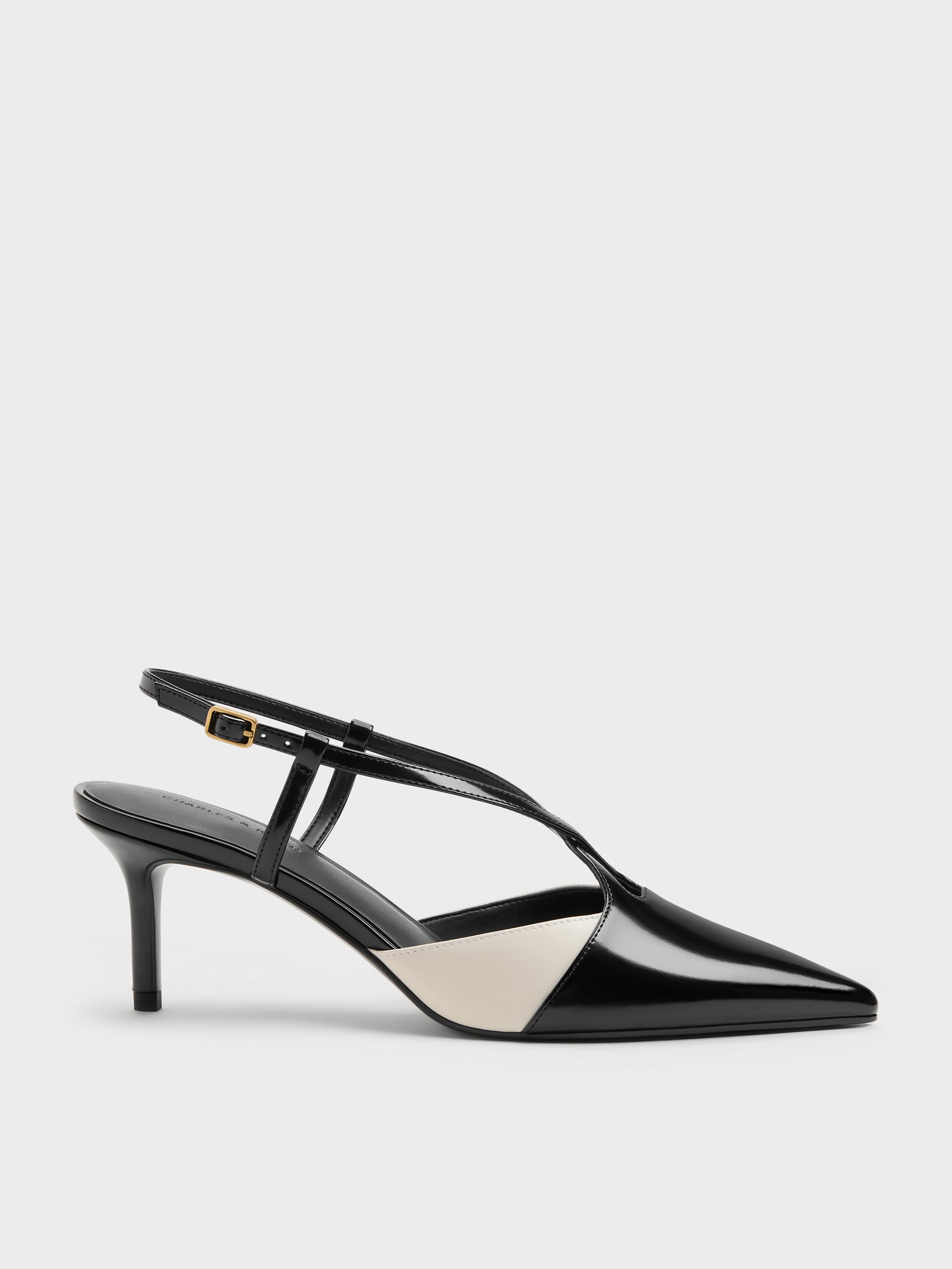 Two-Tone Pointed Slingback Pumps - Black Box - CHARLES & KEITH US