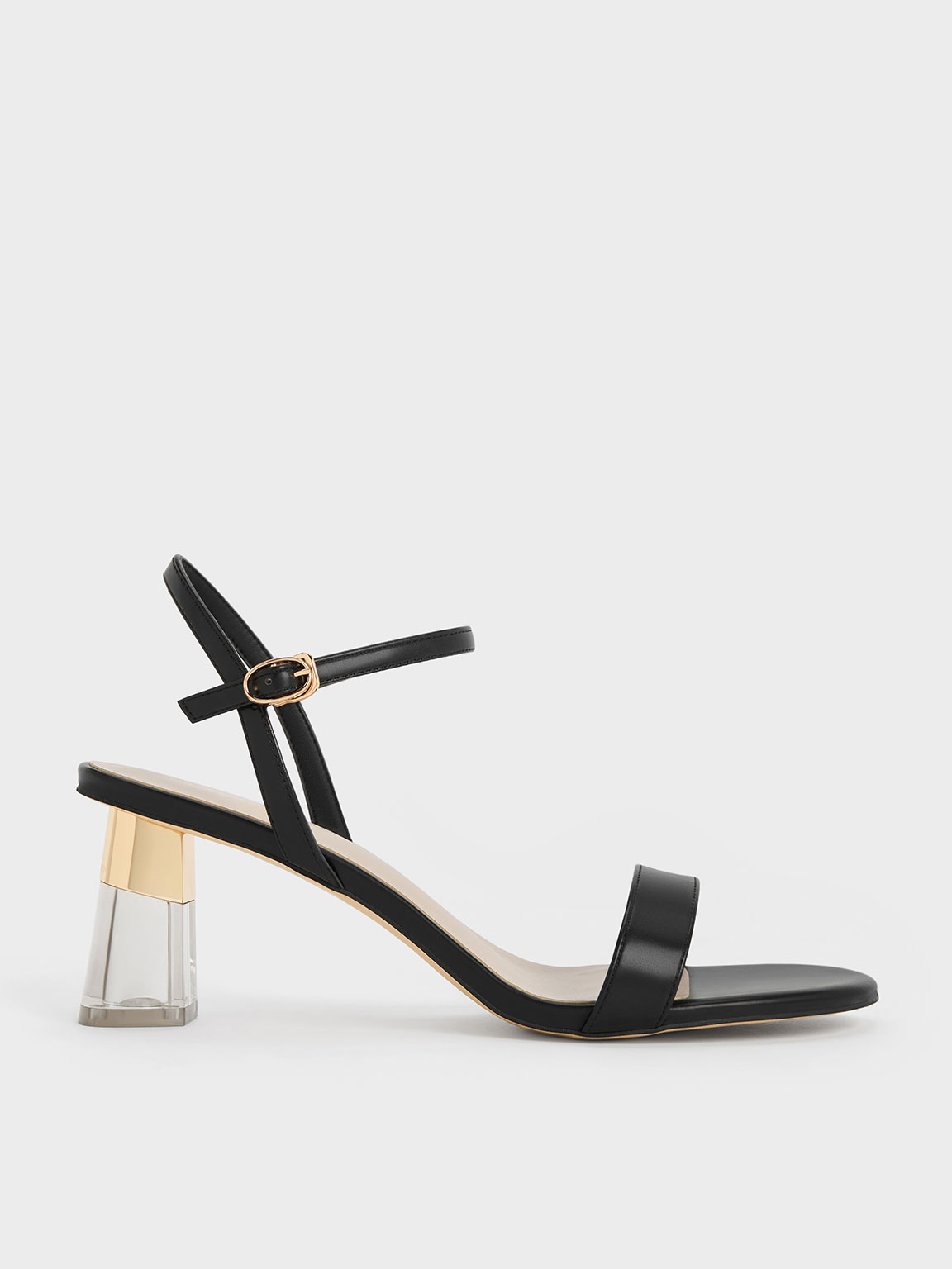 Black Clear Trapeze Heel Sandals - CHARLES & KEITH US