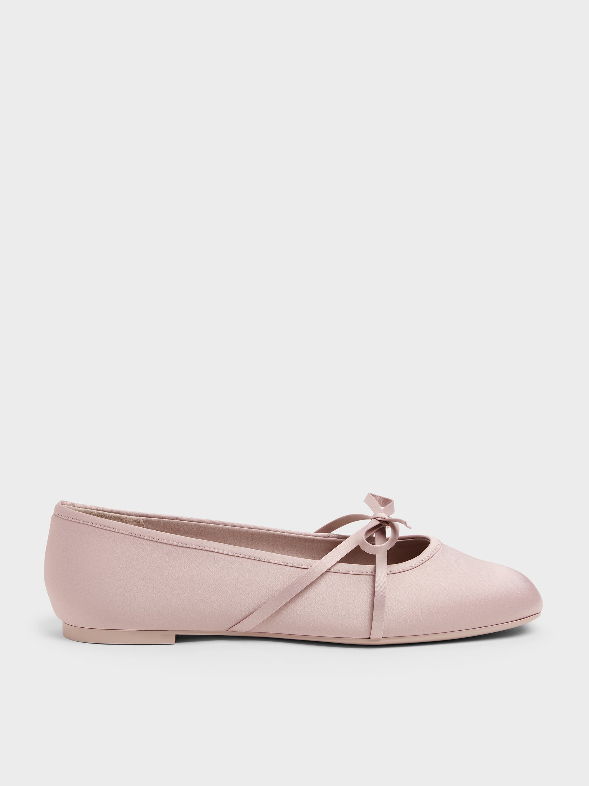 Charles & Keith - Satin Bow Ballet Flats In Pink