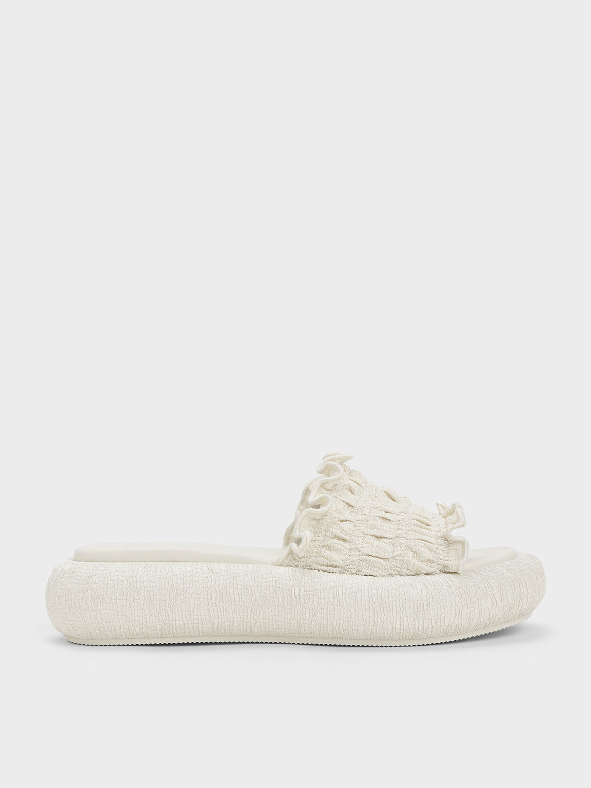 Cream Nuala Ruched Flatforms CHARLES KEITH US