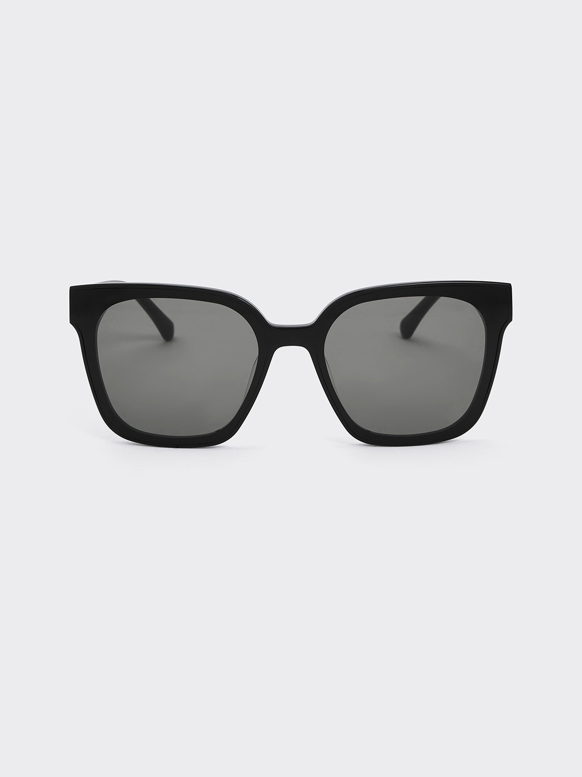 Charles & Keith Square Thick-frame Sunglasses In Black