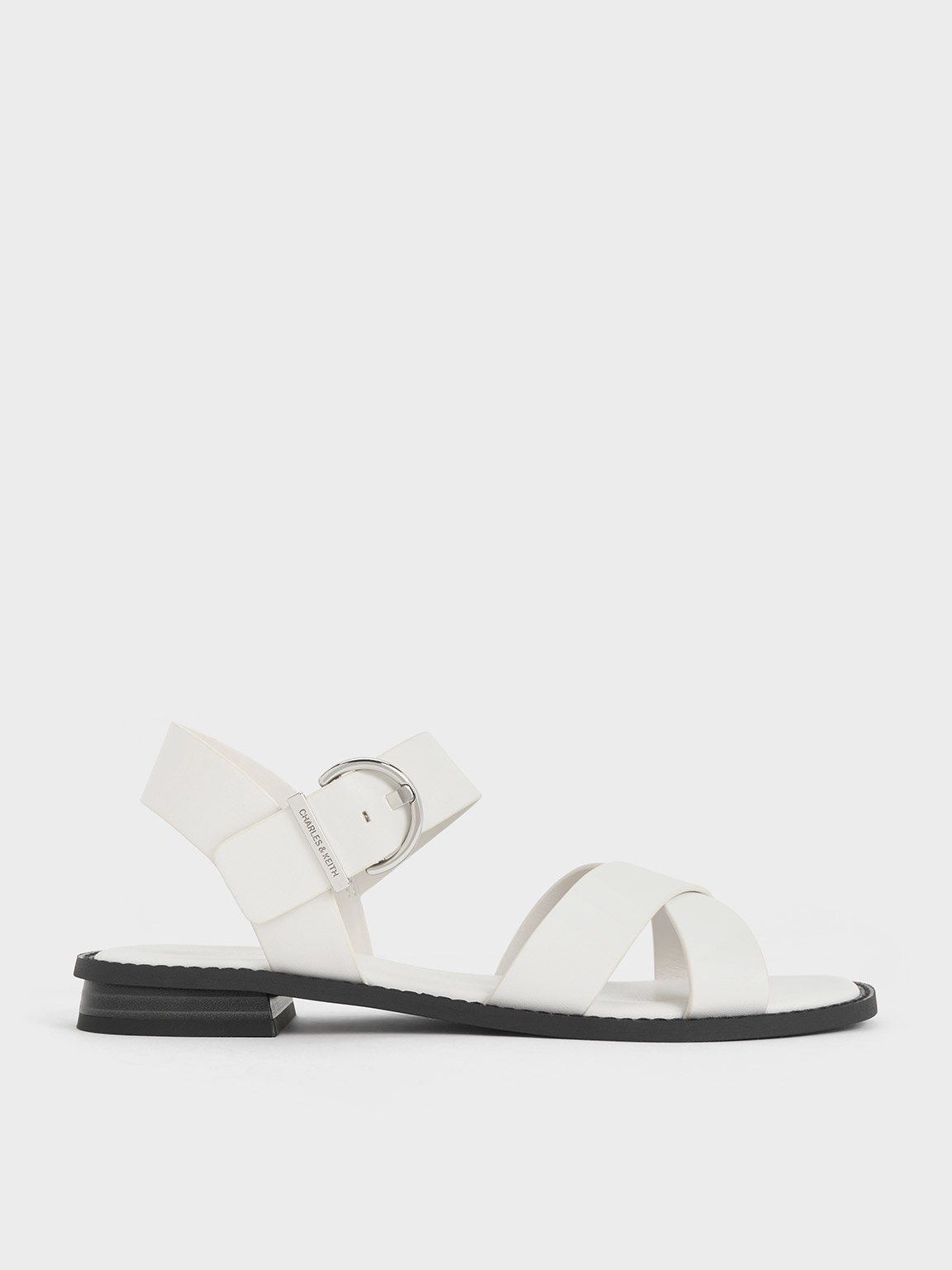 Charles & Keith Crossover Strap Sandals In White