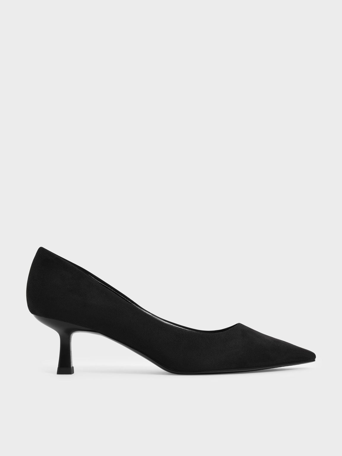 Emmy Pointed Kitten Heel Textured Pumps - Black Textured - CHARLES ...