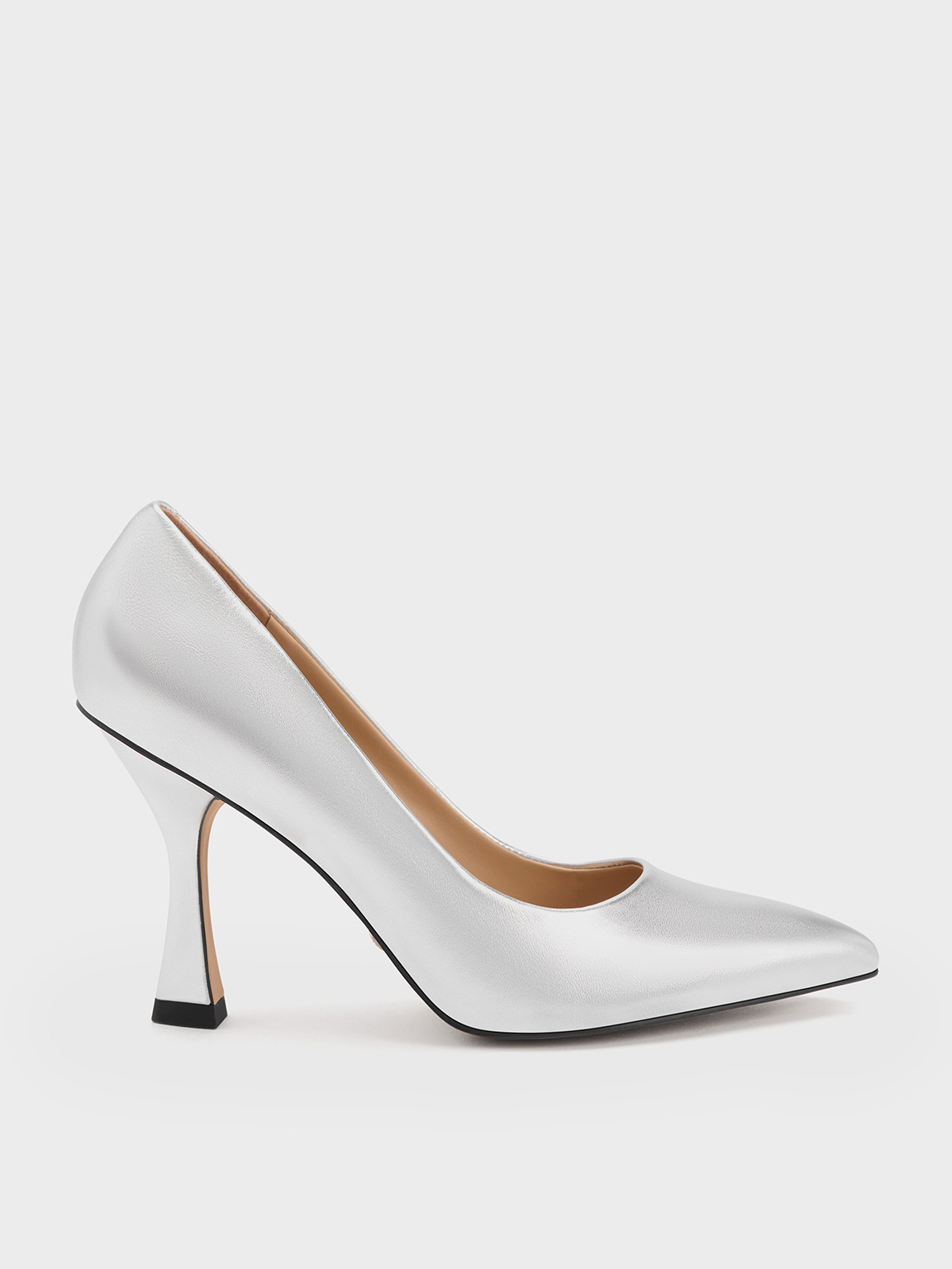Silver Metallic Double Strap Mary Jane Pumps - CHARLES & KEITH International