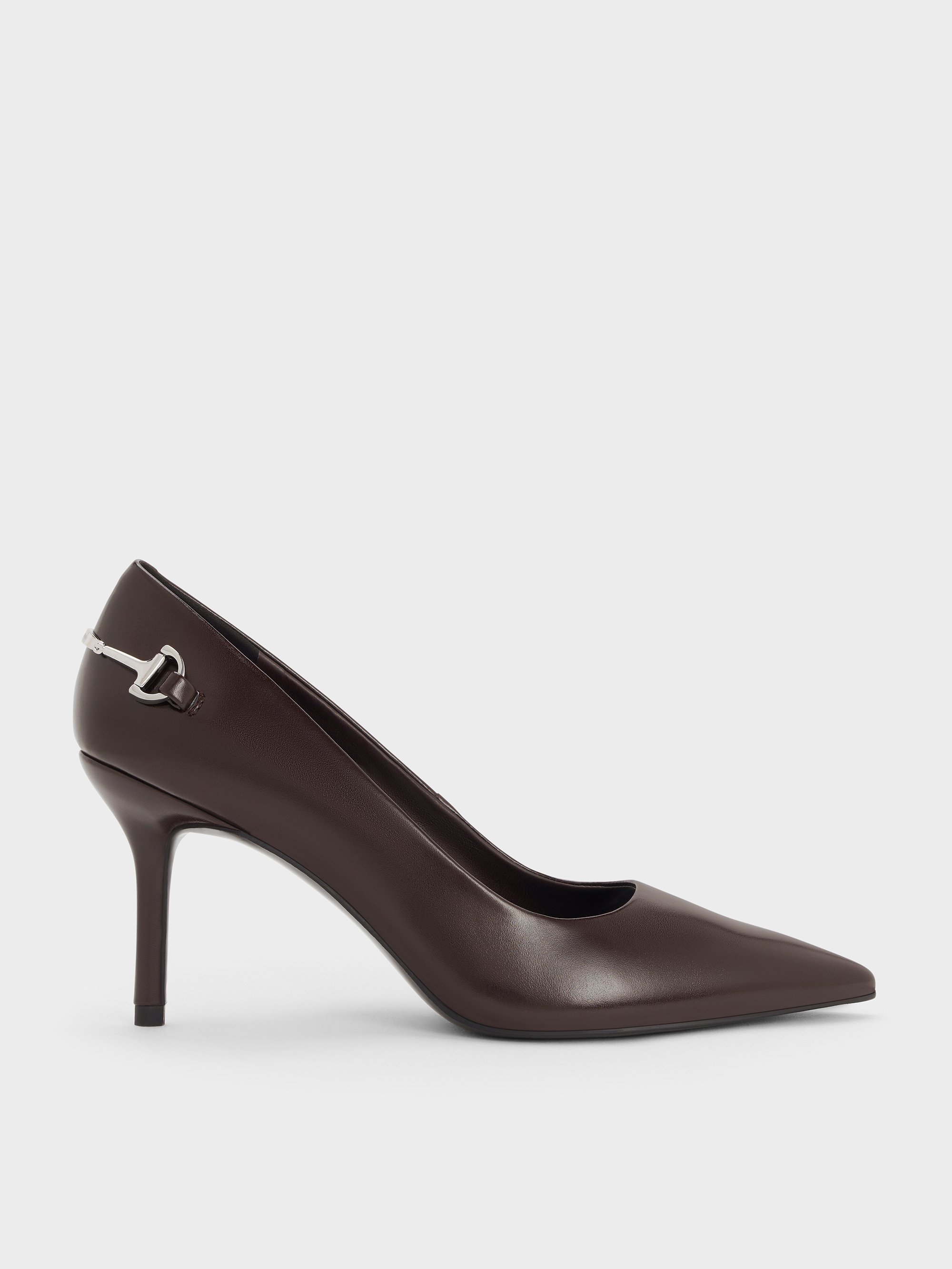 Charles & Keith - Erinna Metallic-accent Pointed-toe Pumps In Burgundy