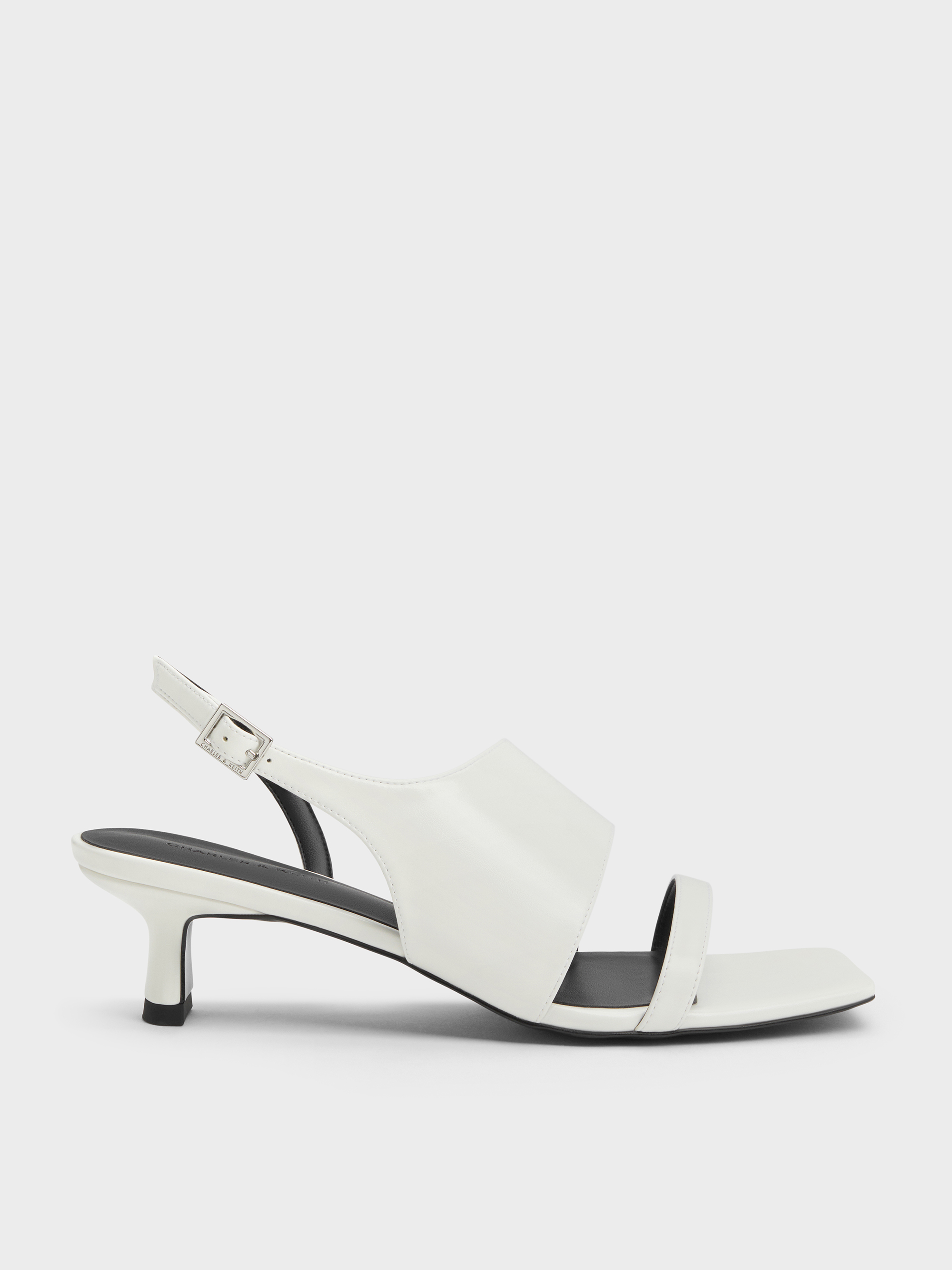 K&S シューストリング40 白 Slant-Heel Slingback Sandals - White - CHARLES & KEITH KR