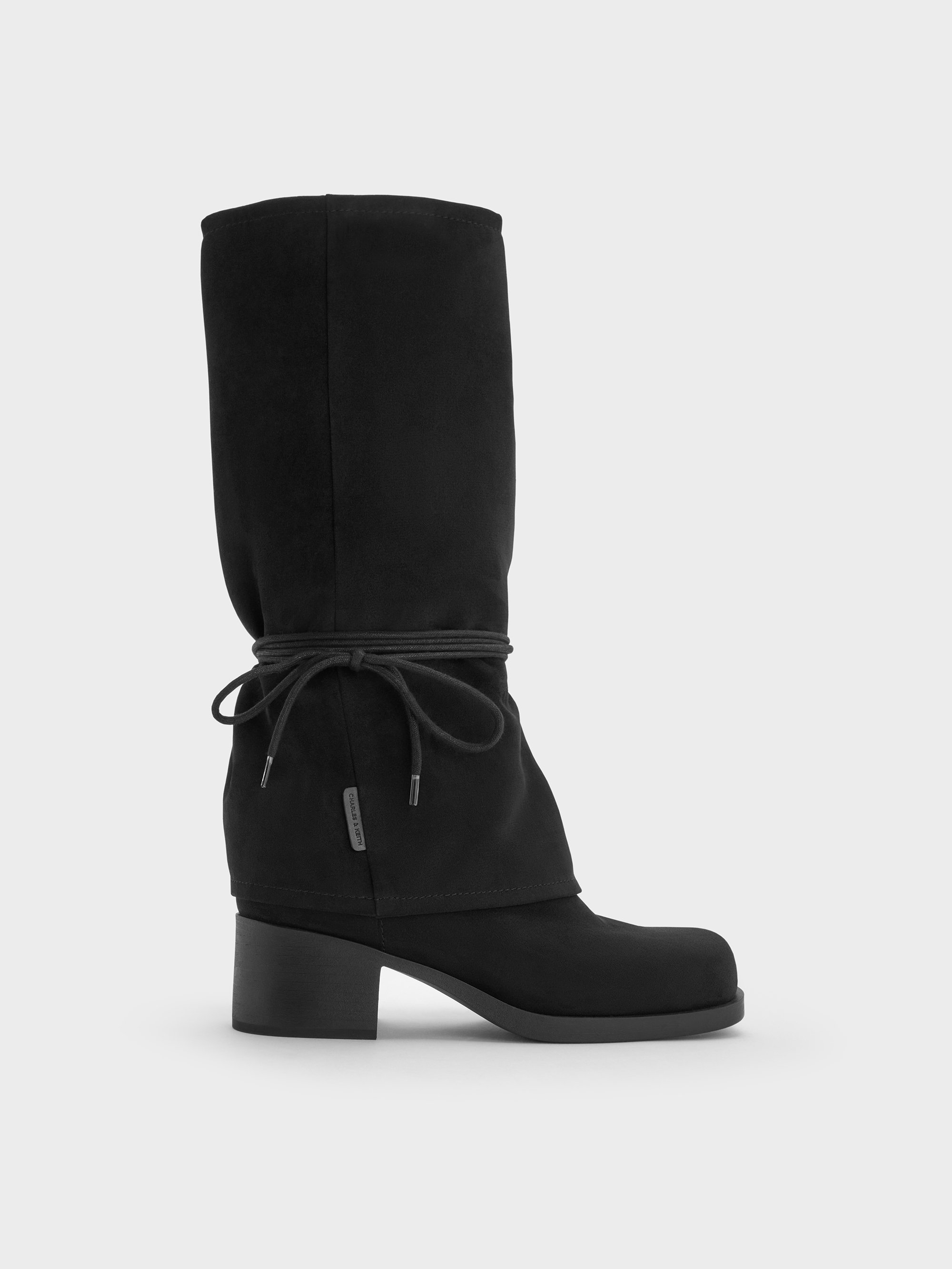 Charles & Keith - Faux Suede Tie-around Knee-high Boots In Multi