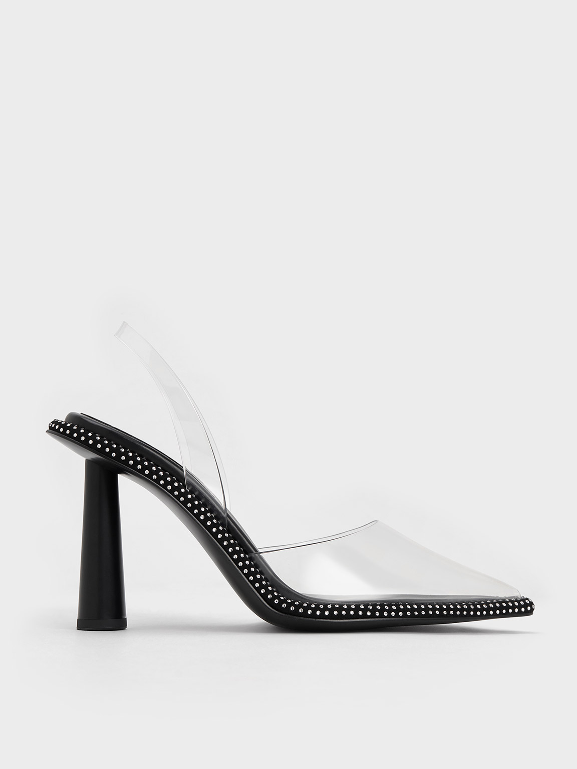 Charles & Keith See-through Crystal-embellished Slingback Pumps In Clear