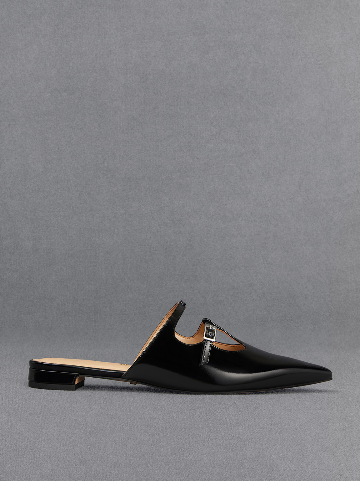 Shop Charles & Keith - Leather T-bar Double-strap Mules In Black Box