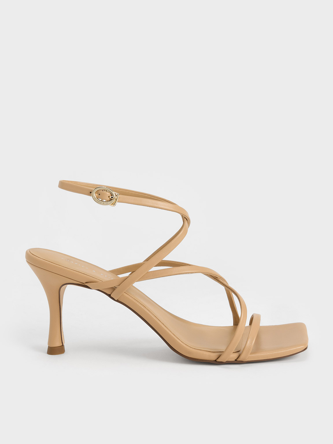 Tan Crossover Strappy Sandals - CHARLES & KEITH AU