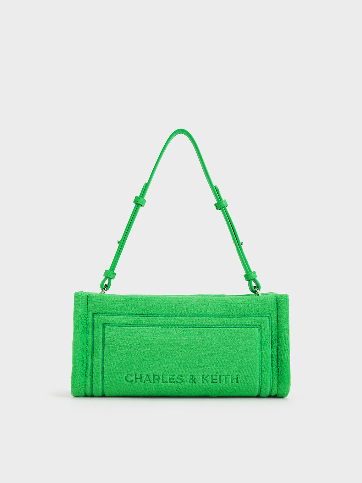 Shop Charles & Keith Loey Textured Shoulder Bag In Green
