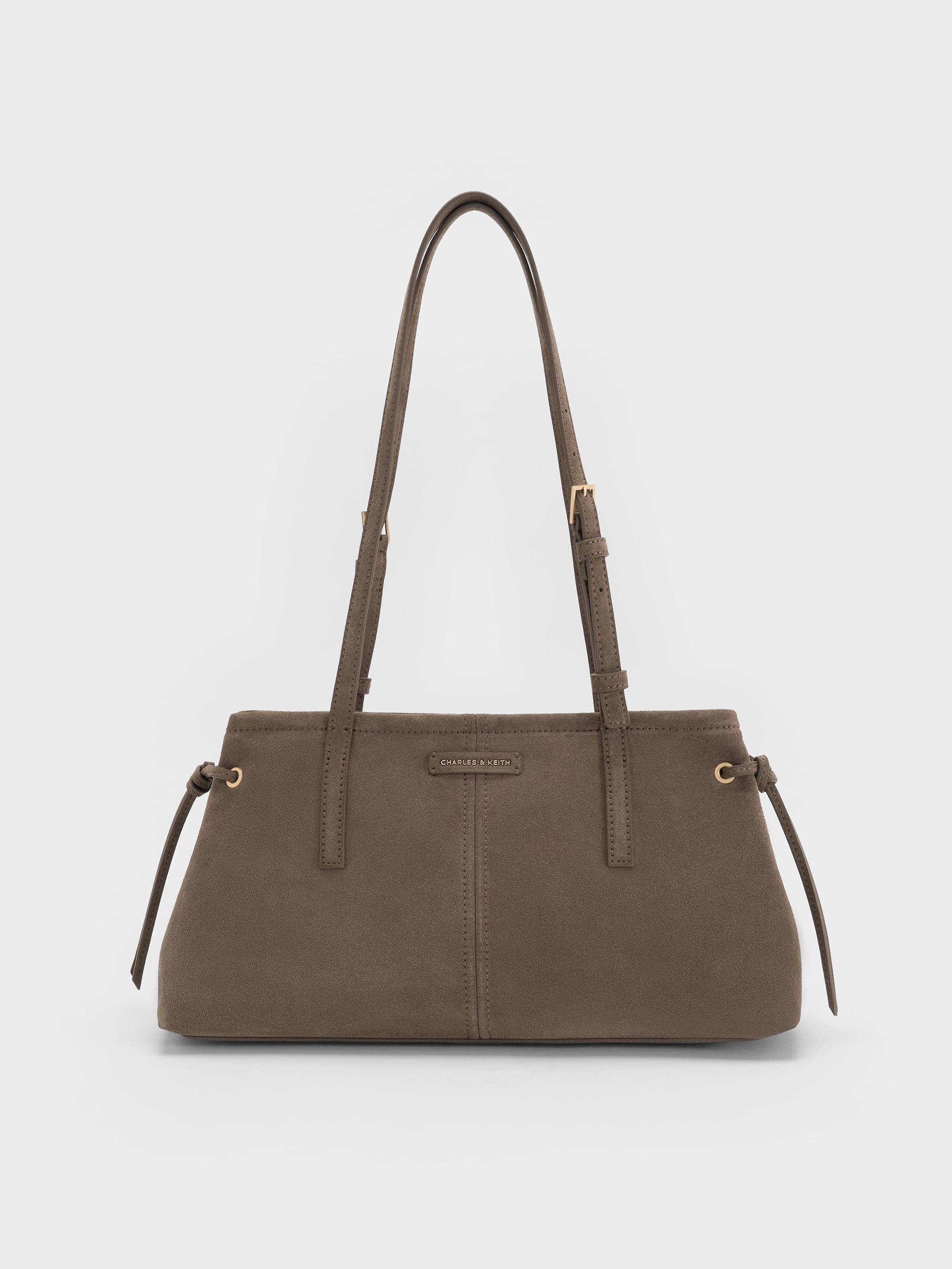 Charles & Keith - Noane Elongated-handle Shoulder Bag In Stone Grey