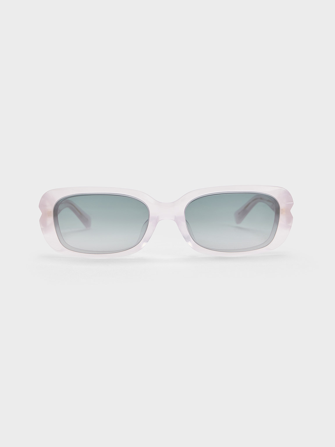 Shop Charles & Keith Recycled Acetate Angular Sunglasses In Transparent
