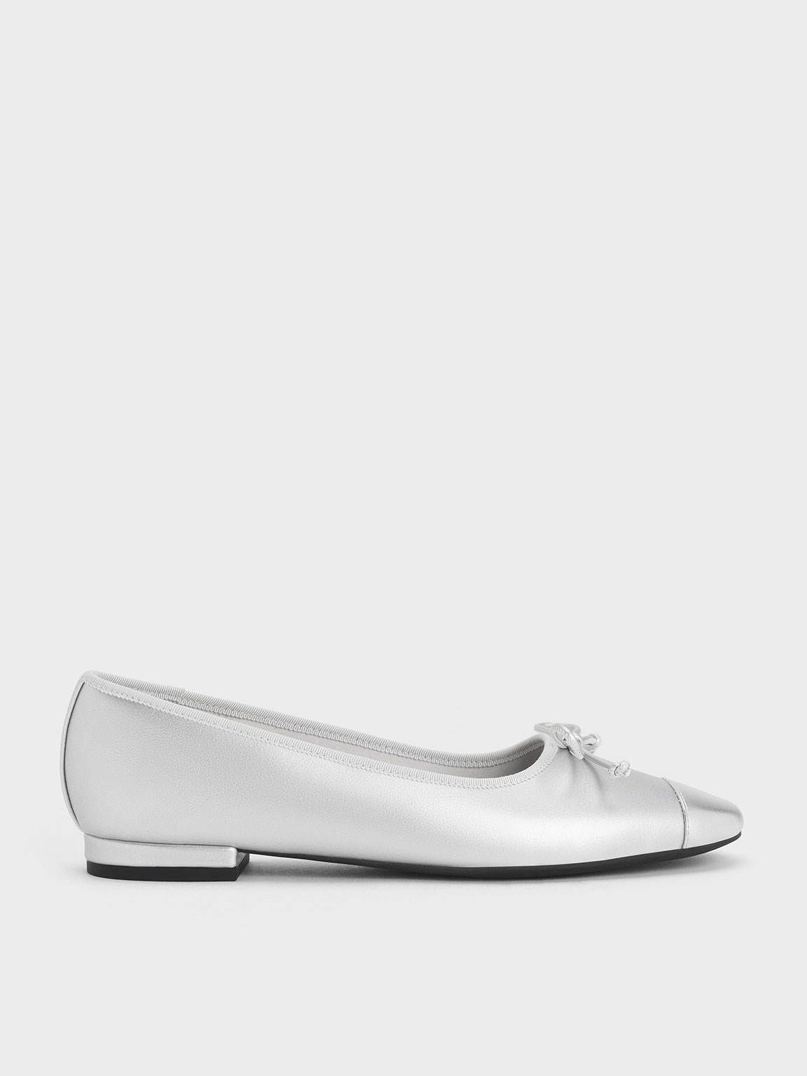 Silver Bow Ballet Flats - CHARLES & KEITH SG