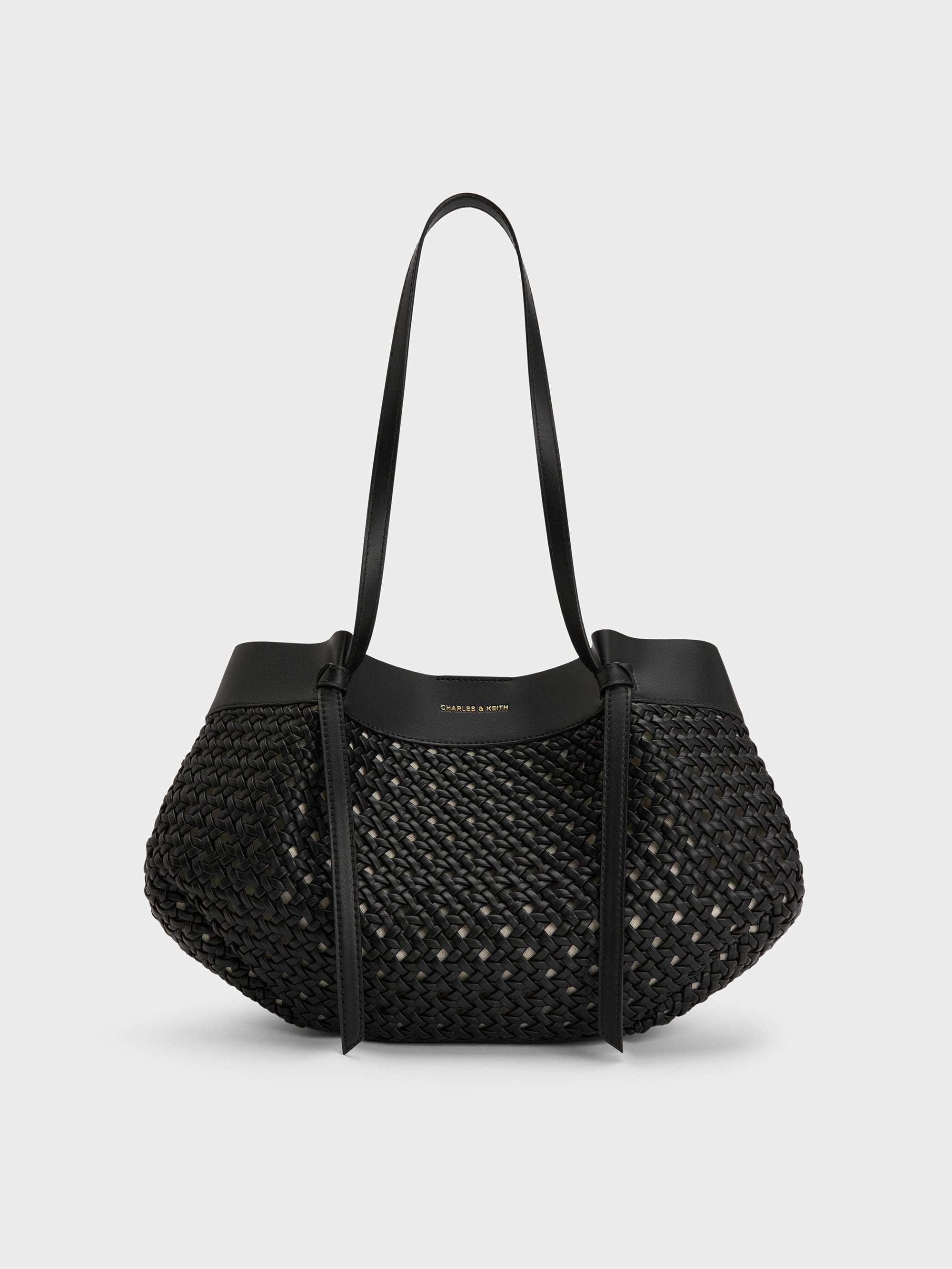 Calla Woven Tote Bag - Black - CHARLES & KEITH US