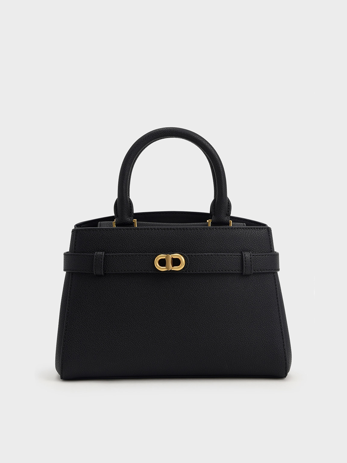 Black Aubrielle Metallic-Accent Belted Bag | CHARLES & KEITH