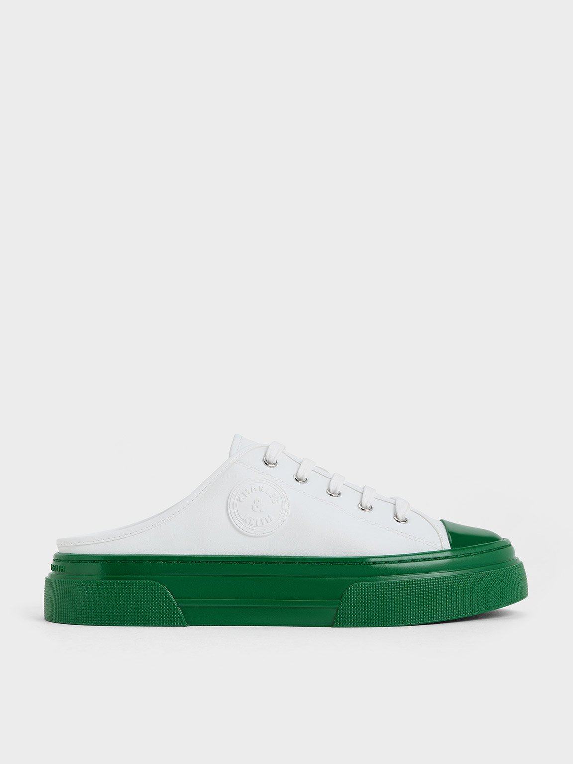 Charles & Keith Kay Two-tone Slip-on Sneakers In Green