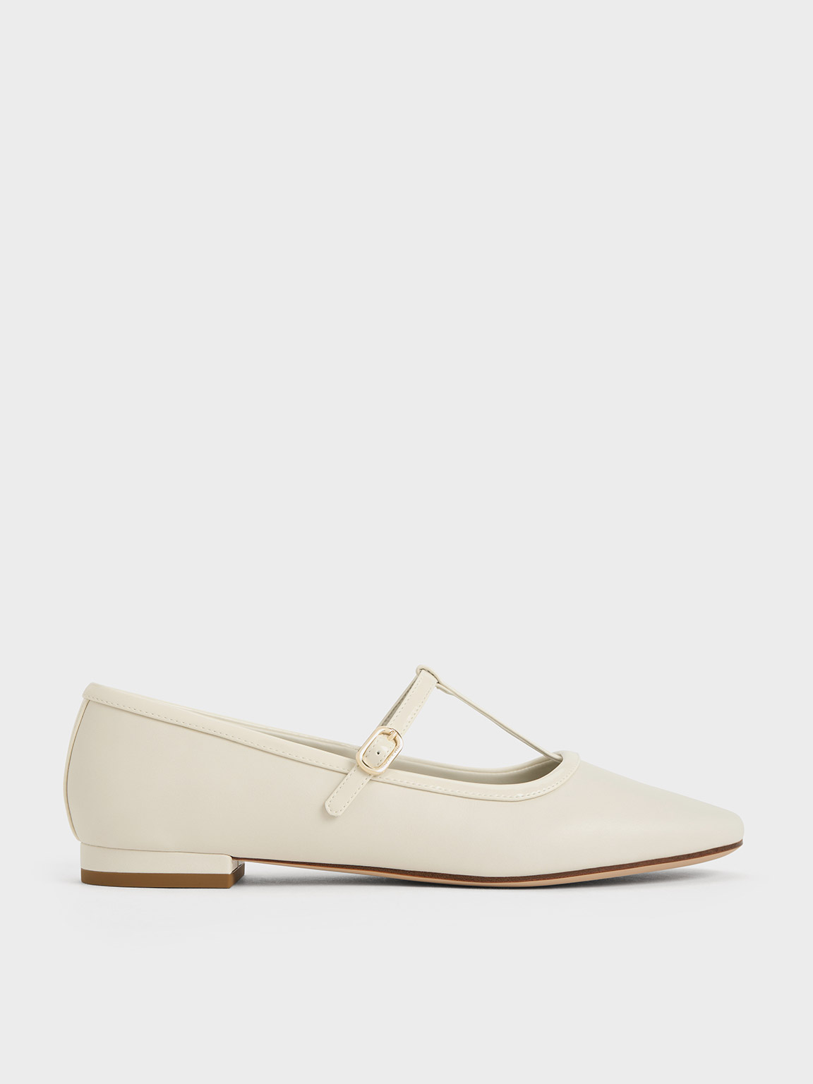 Charles & Keith T-bar Mary Jane Flats In Chalk