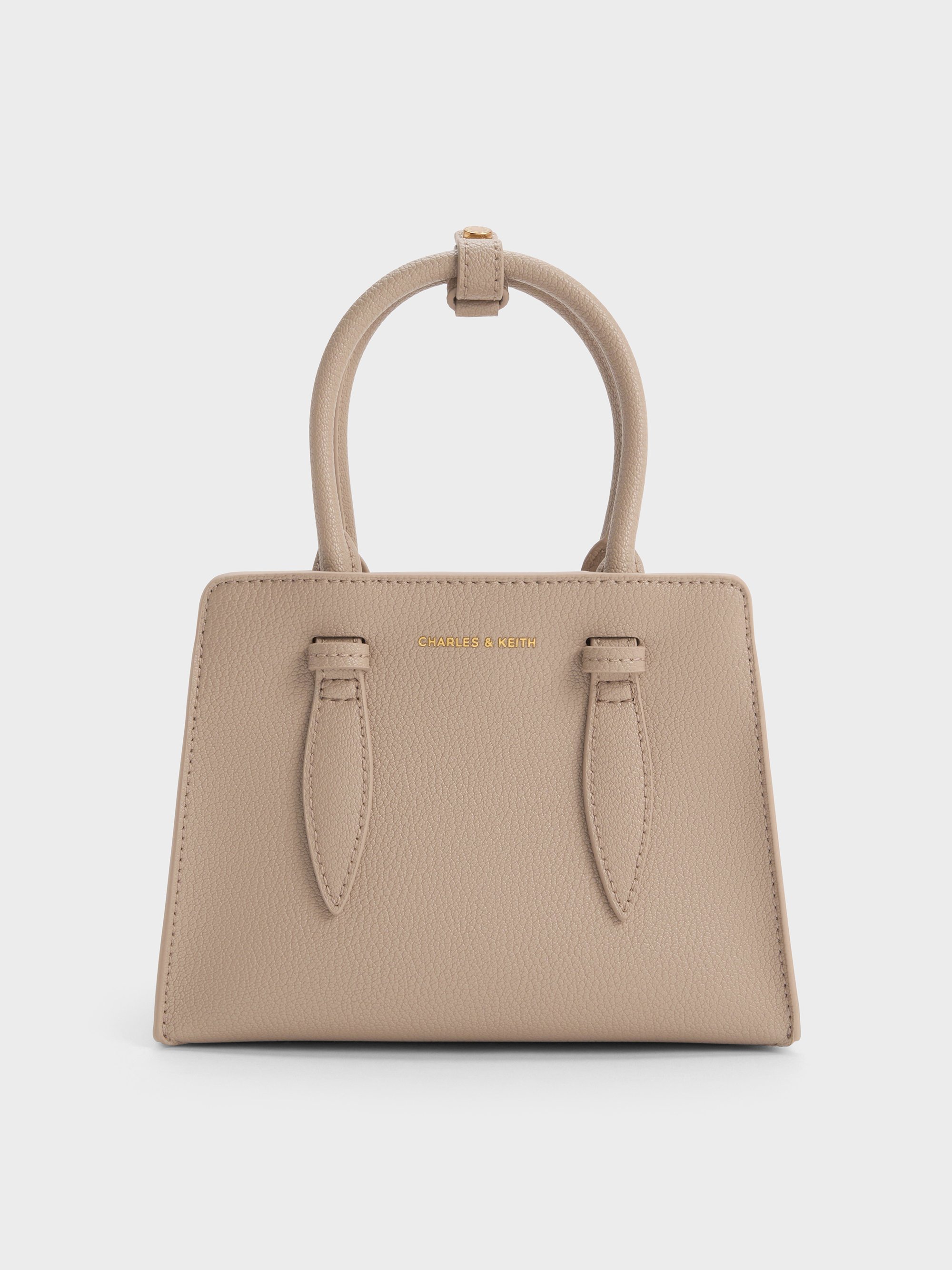 Allyn Structured Trapeze Tote Bag - Taupe - CHARLES & KEITH US