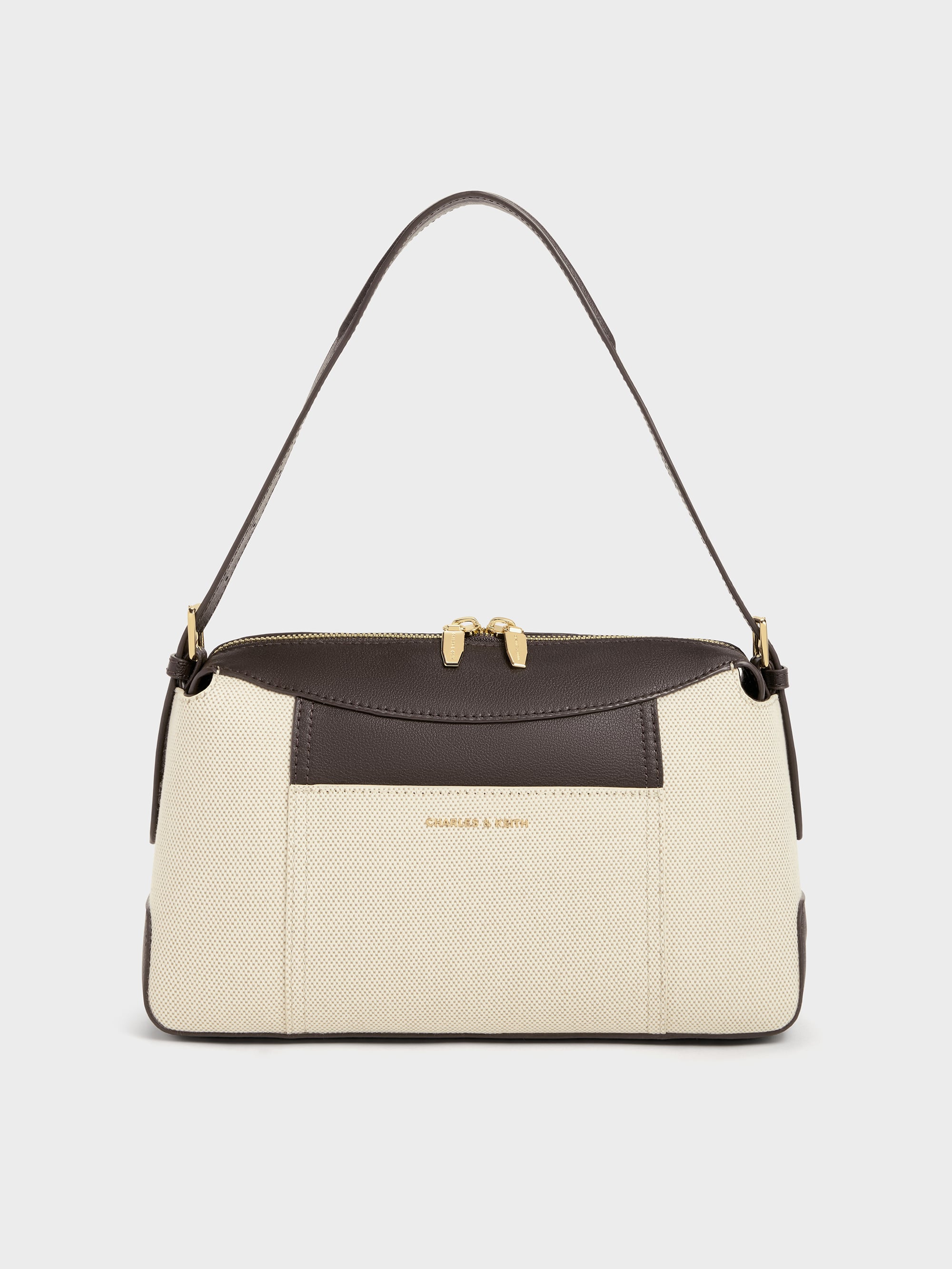 Espresso Brown Roan Canvas Top Handle Bag - CHARLES & KEITH MX