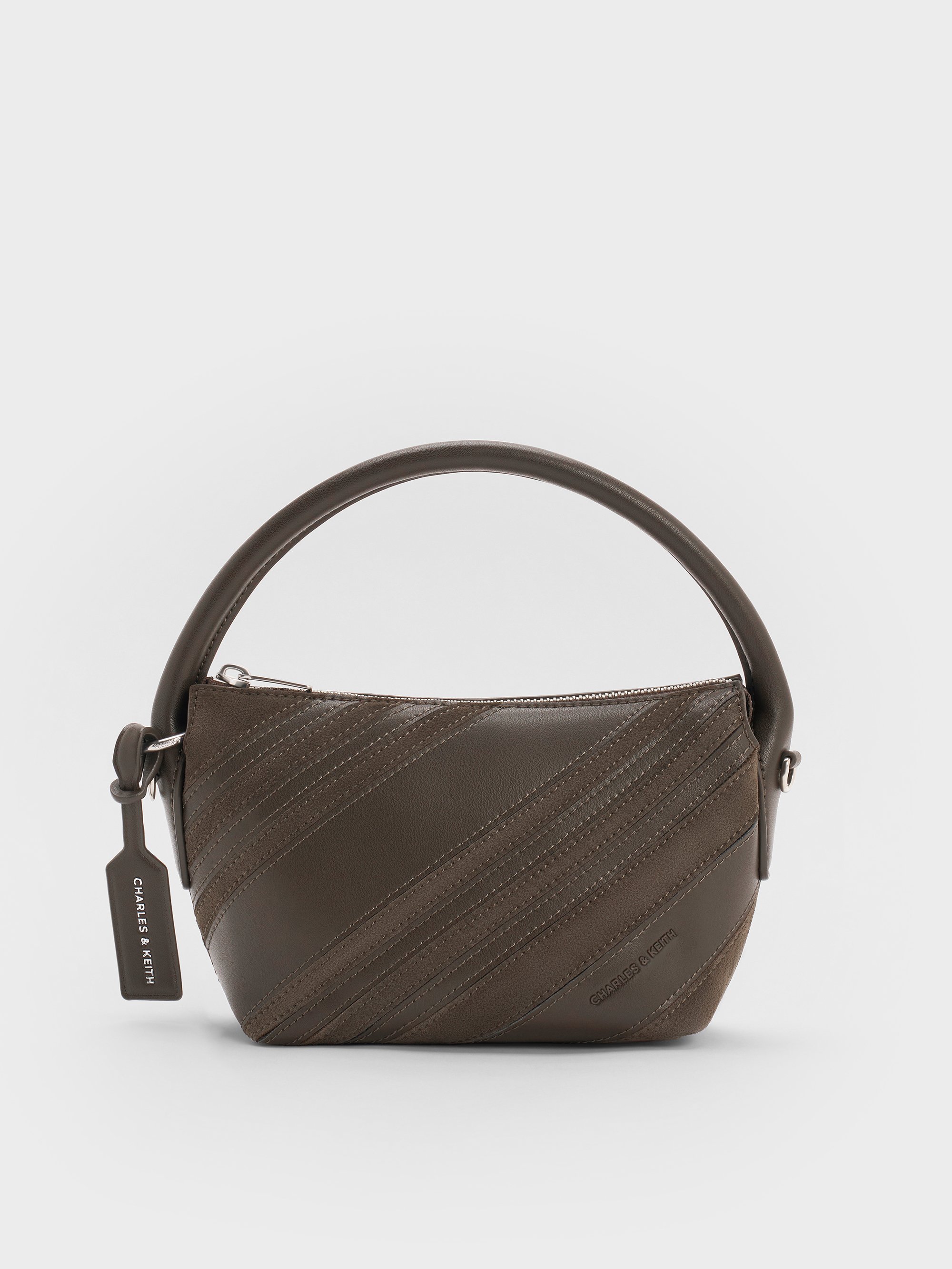 Charles & Keith - Zeya Recycled Suede Top Handle Bag In Green