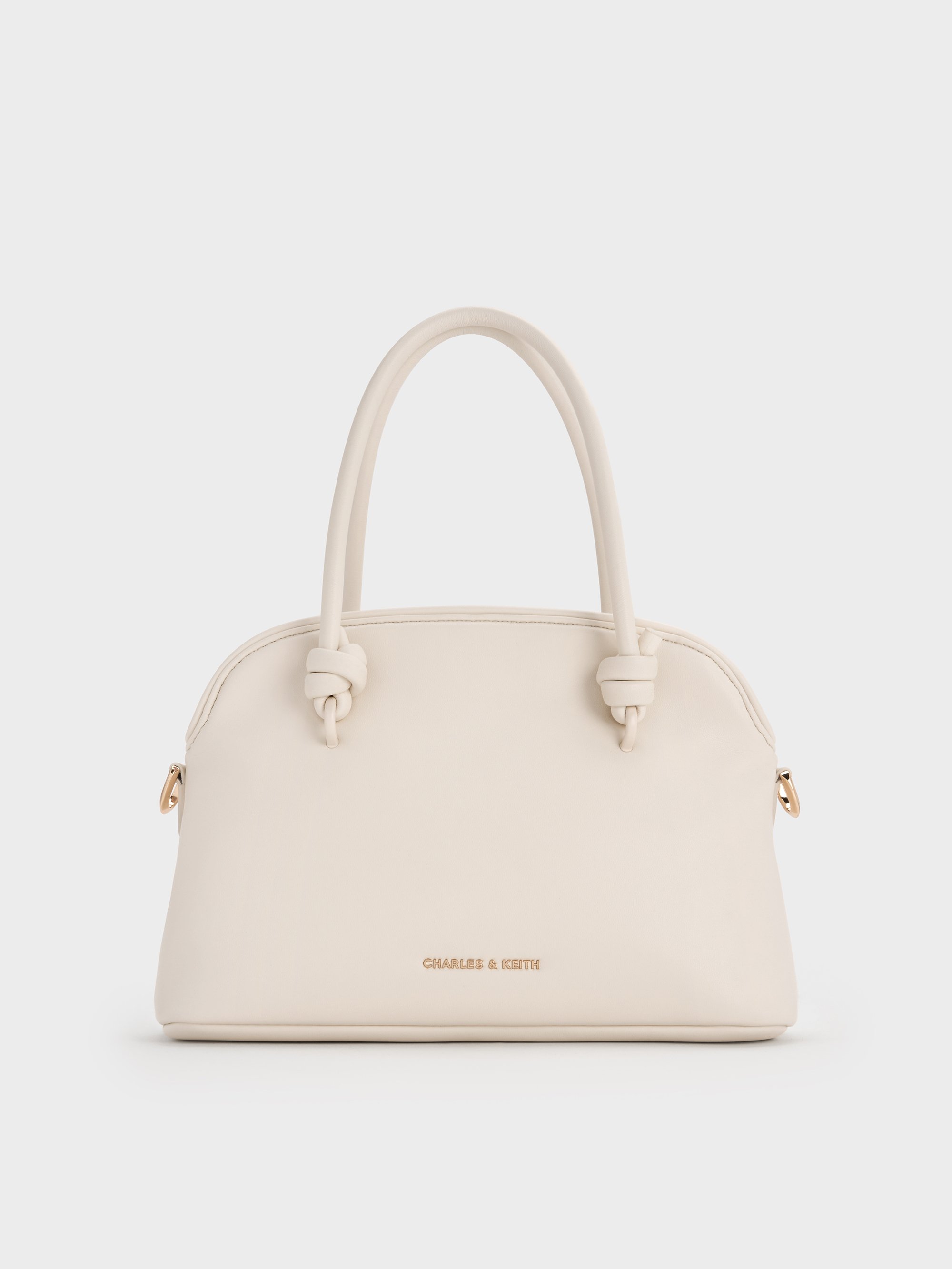 ★CHARLES&KEITH Sammie Knotted-Handle Bowling Bag/送料込 Cream Sammie Knotted-Handle Bowling Bag - CHARLES & KEITH US