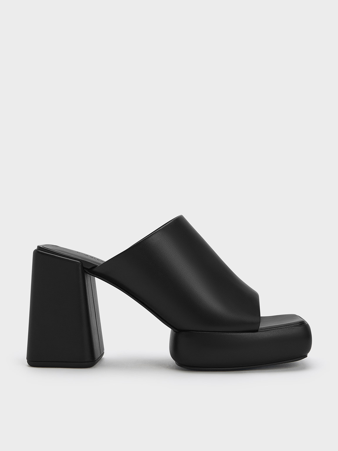 Charles & Keith Lucile Block-heel Platform Mules In Black
