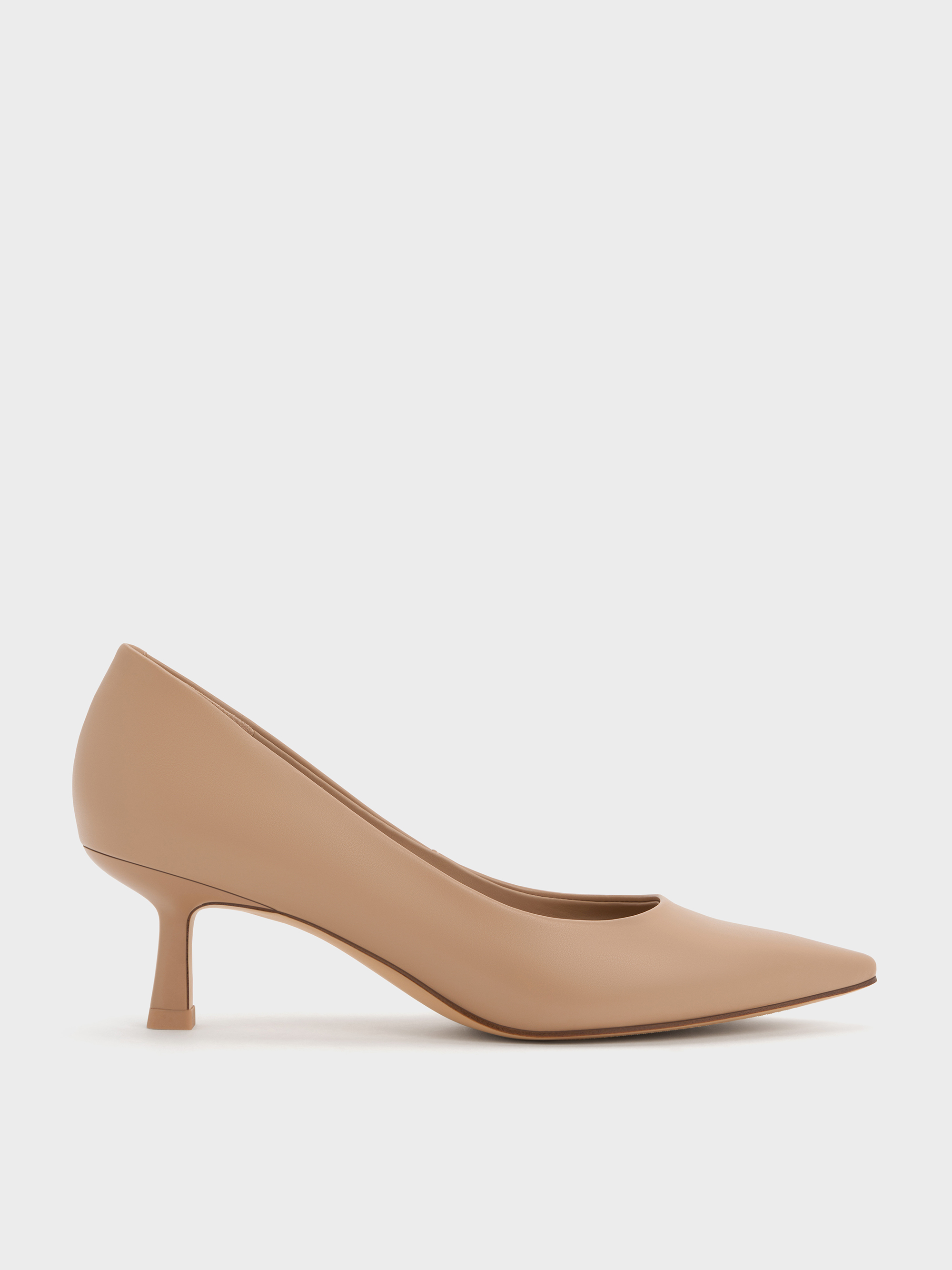 Nude Pointed Kitten Heel Pumps - CHARLES & KEITH MY