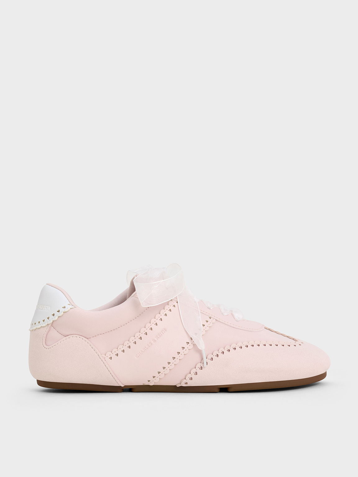 Cece Heart-Motif Sheer-Lace Sneakers - Light Pink - CHARLES & KEITH SG